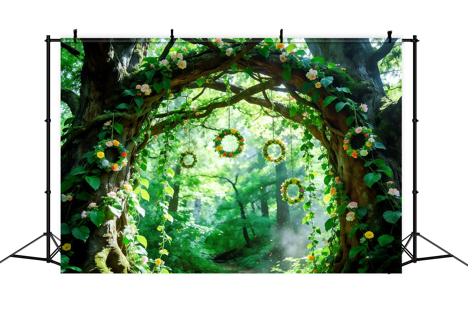 Green Forest Backdrop Floral Vine Tree Arch Forest Backdrop Photography UK CSH61-202