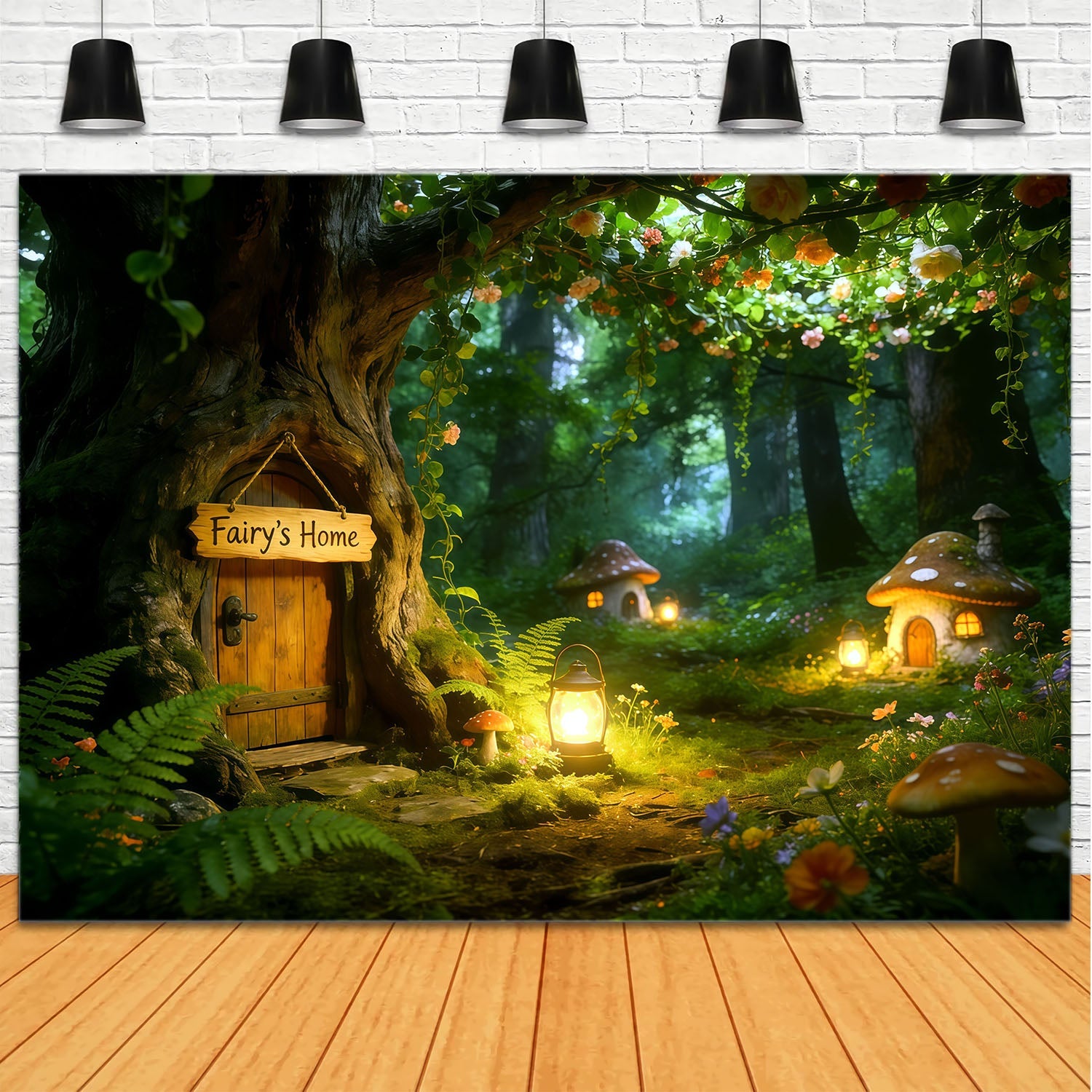 Fairy Forest Backdrop Fairy Door Lantern Hollow Forest Themed Backdrop UK CSH61-204