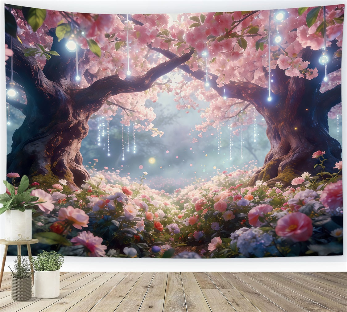 Twilight Forest Backdrop Blush Blossom Light Canopy Forest Backdrop Photography UK CSH61-206
