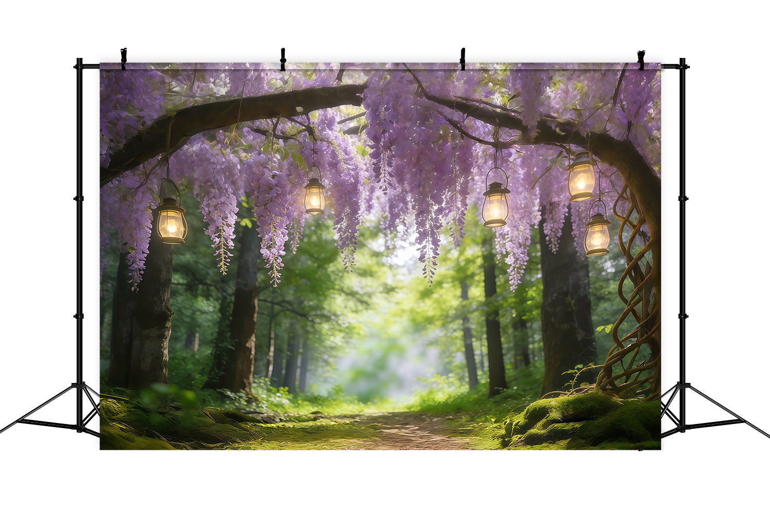 Forest Photography Backdrop Wisteria Lantern Woodland Arch Forest Scene Backdrop UK CSH61-208