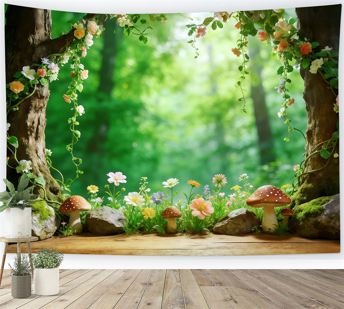 Woodland Forest Backdrop Floral Tree Hollow Garden Frame Photography Backdrop Forest UK CSH61-209
