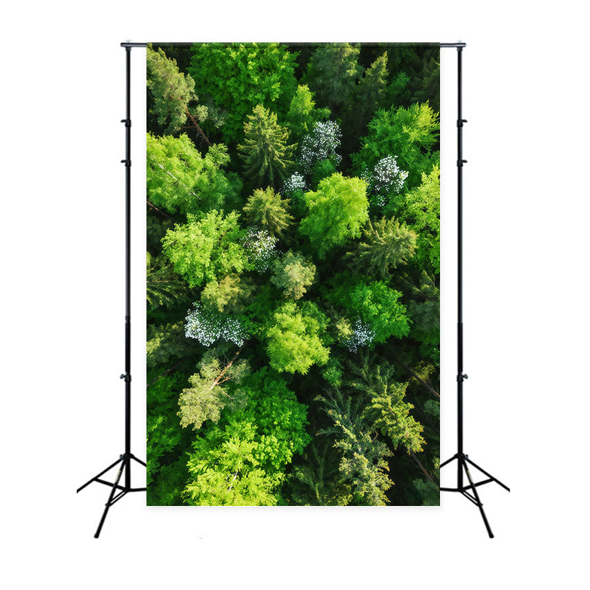 Pine Forest Backdrop Emerald Canopy Aerial View Forest Photography Backdrop UK CSH61-216