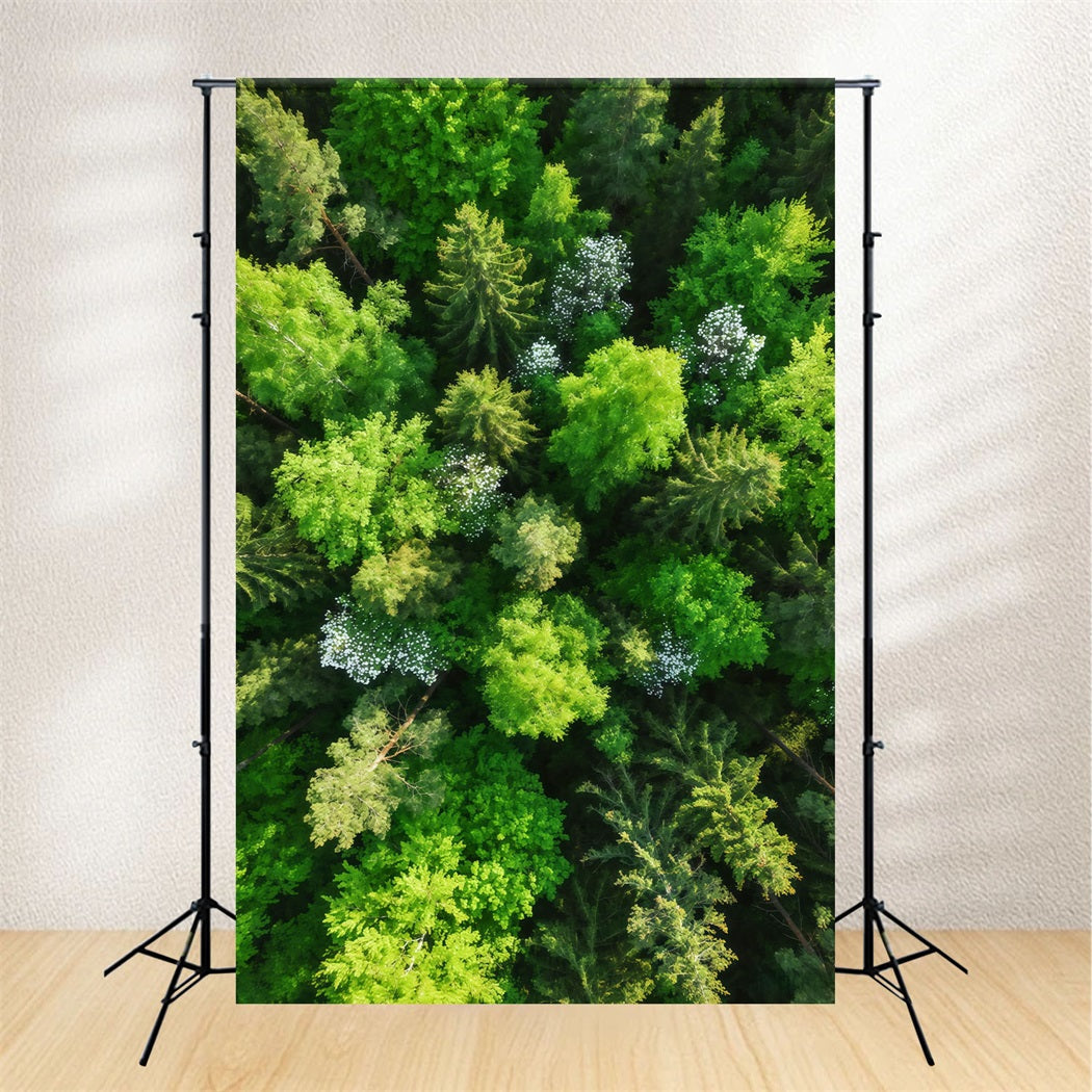 Pine Forest Backdrop Emerald Canopy Aerial View Forest Photography Backdrop UK CSH61-216