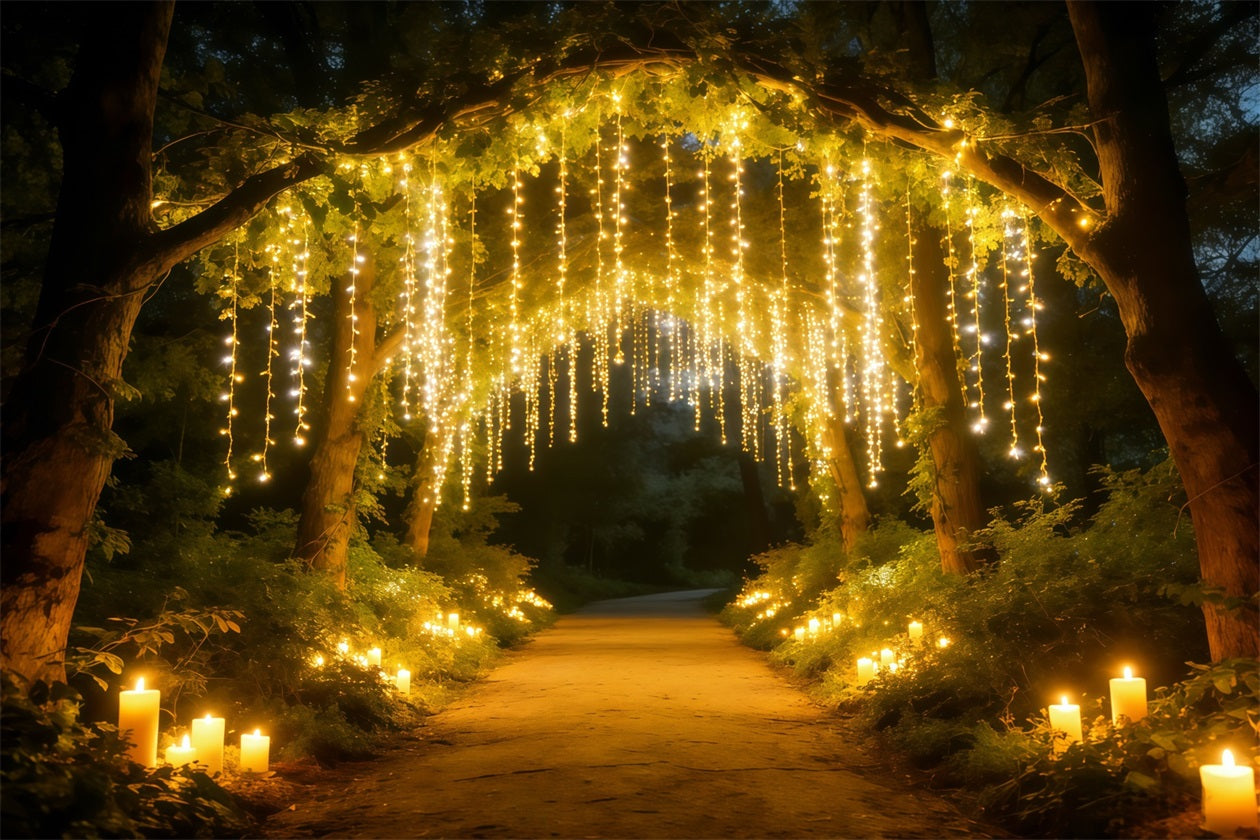 Night Forest Backdrop Golden Light Curtain Forest Path Twilight Forest Backdrop UK CSH61-217