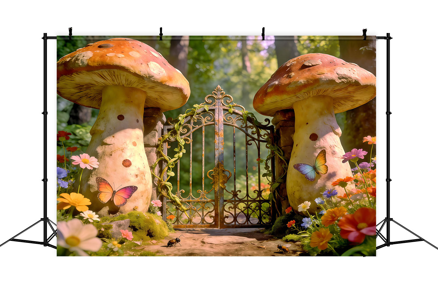 Fairy Forest Backdrop Enchanted Mushroom Gate Garden Forest Backdrop Photography UK CSH61-218