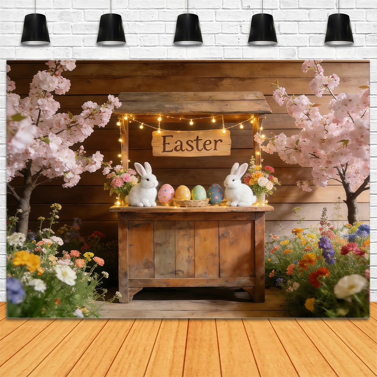 Easter Cherry Blossom Backdrop Blossom Bunny Market Stall Backdrops For Easter Pictures UK CSH61-69
