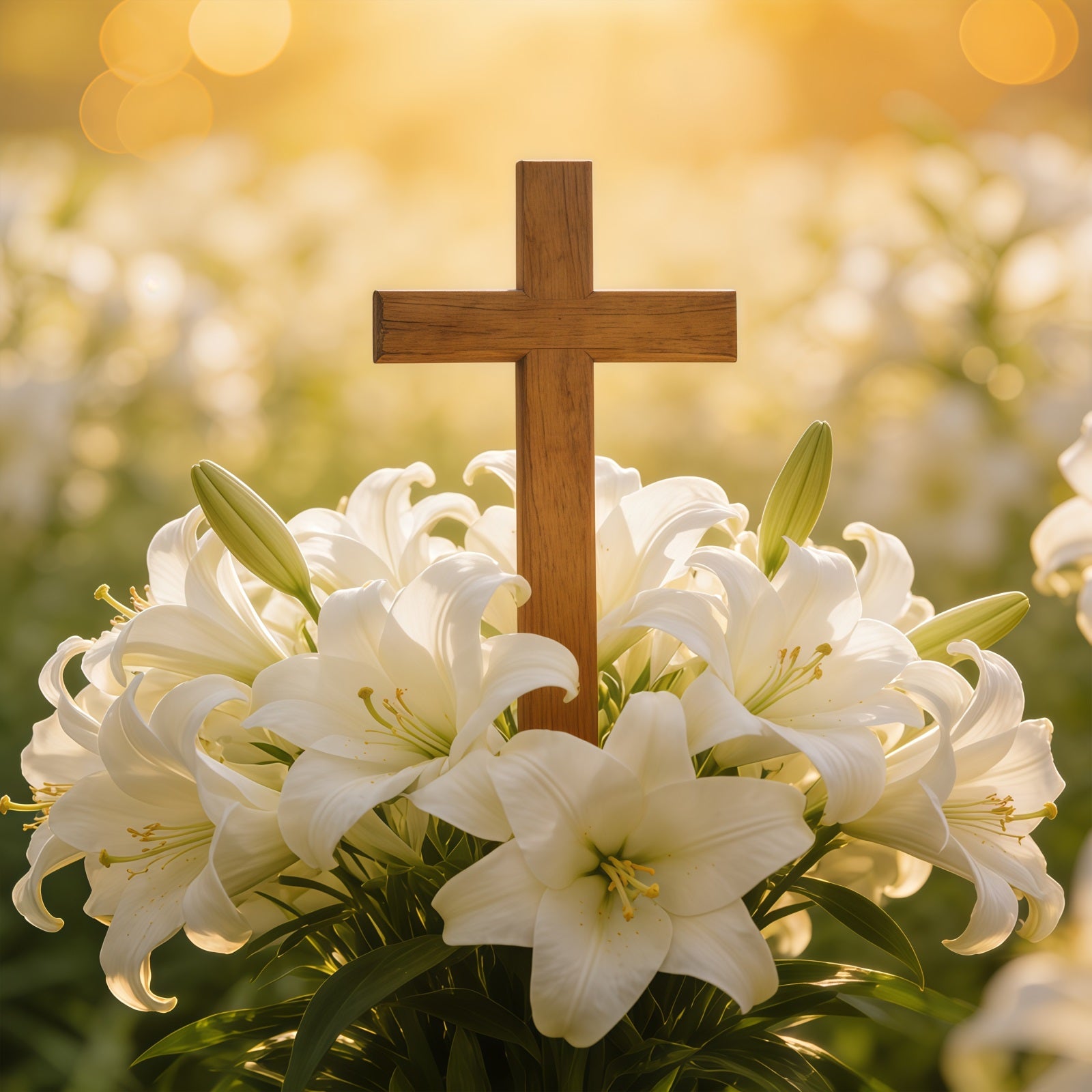 Easter Lily Backdrop Cross Soft Bokeh Spring Outdoor Easter Backdrop UK CSH61-73