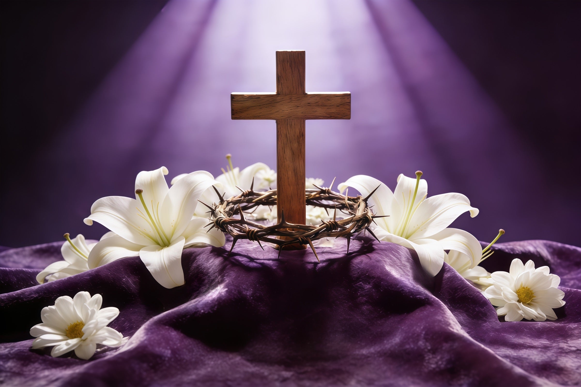 Easter Cross Backdrop Crown Thorns Purple Light Backdrops Easter UK CSH61-75