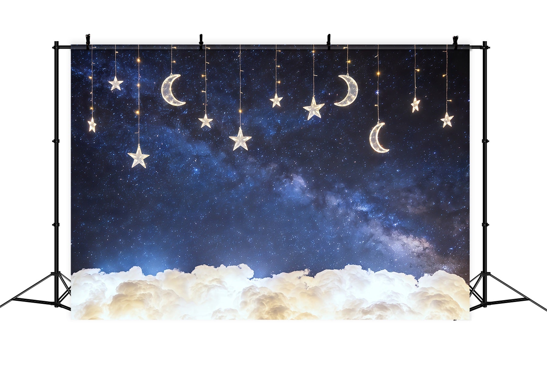Night Sky Photo Backdrop Glowing Stars Moon Galaxy Cloud Backdrop Photography UK CSH62-113