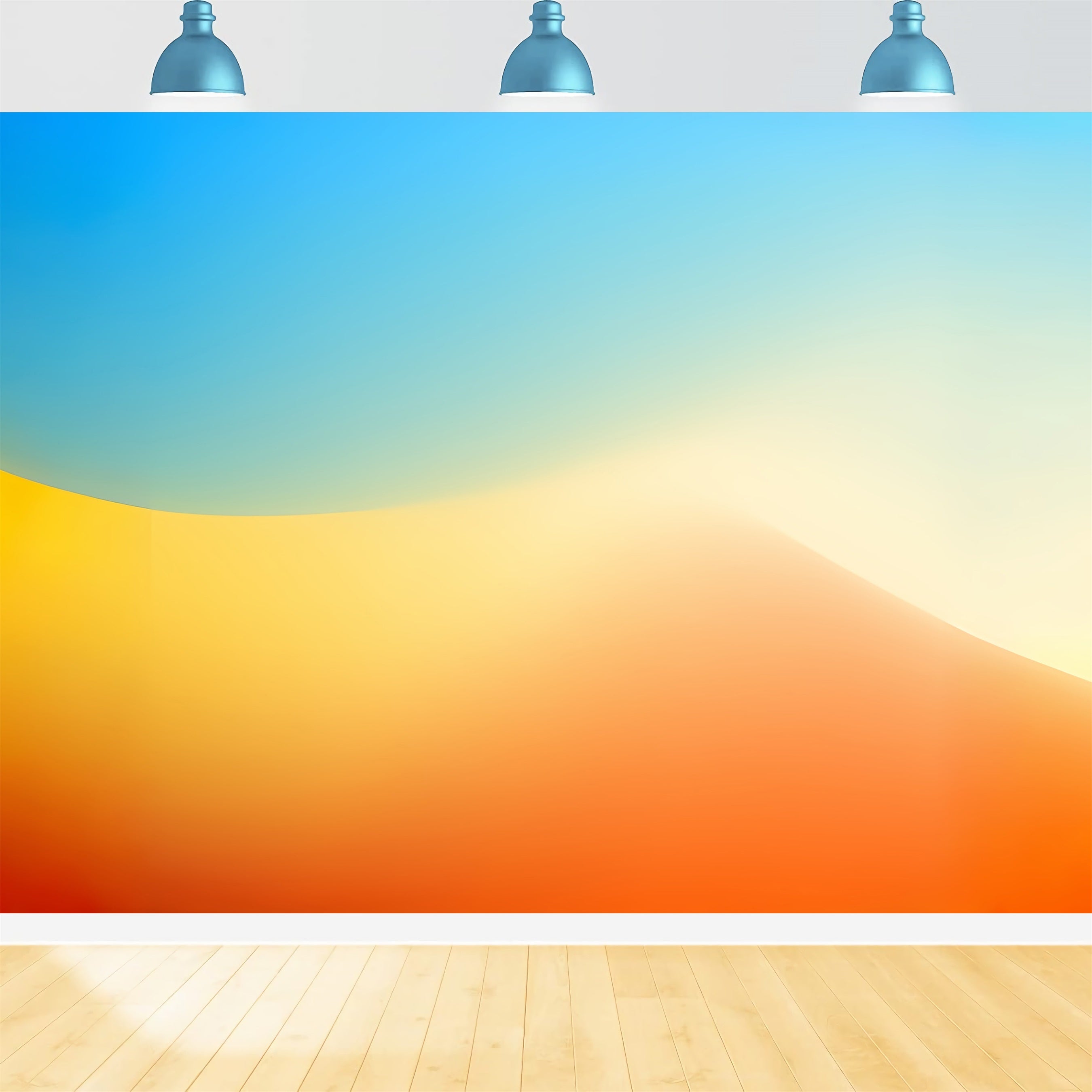 Gradient Photo Backdrop Sky Blue Amber Yellow Waves Backdrop For Headshot UK CSH62-41