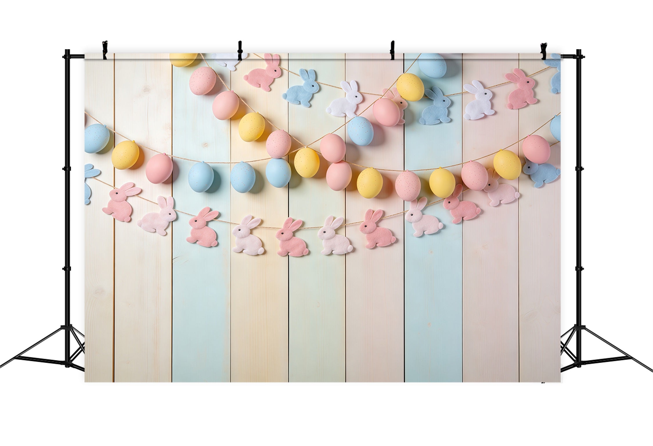 Easter Egg Backdrop Bunny Garland Pastel Wood Photo Backdrops Easter UK CSH62-70