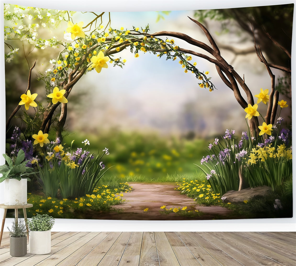 Easter Daffodil,l Backdrop Twig Arch Wildflower Blooms Backdrops For Easter Plays UK CSH62-78