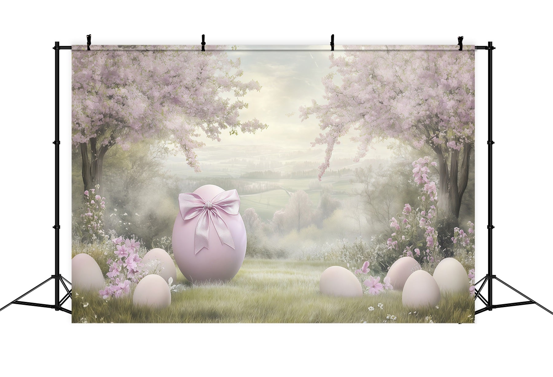 Easter Cherry Blossom Backdrop Oil Painting Egg Flower Outdoor Easter Photo Backdrops UK CSH62-79