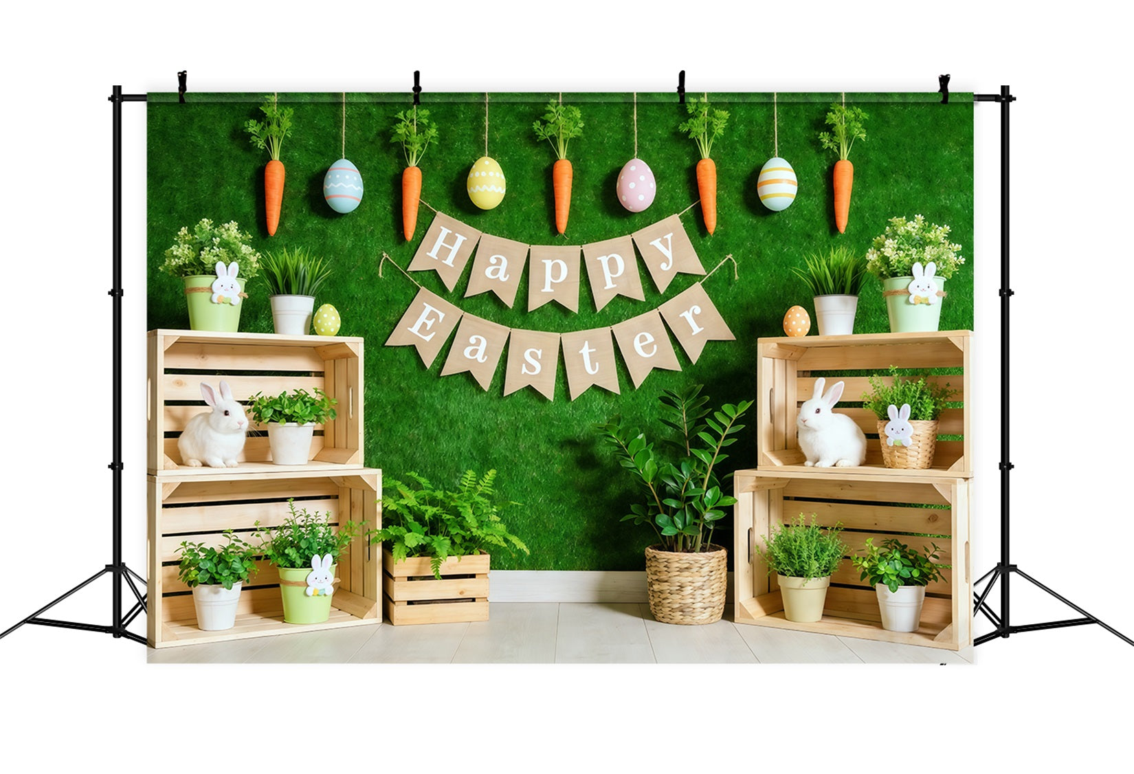 Happy Easter Backdrop Banner Decor Bunny Crates Easter Backdrop Backdrops UK CSH62-84