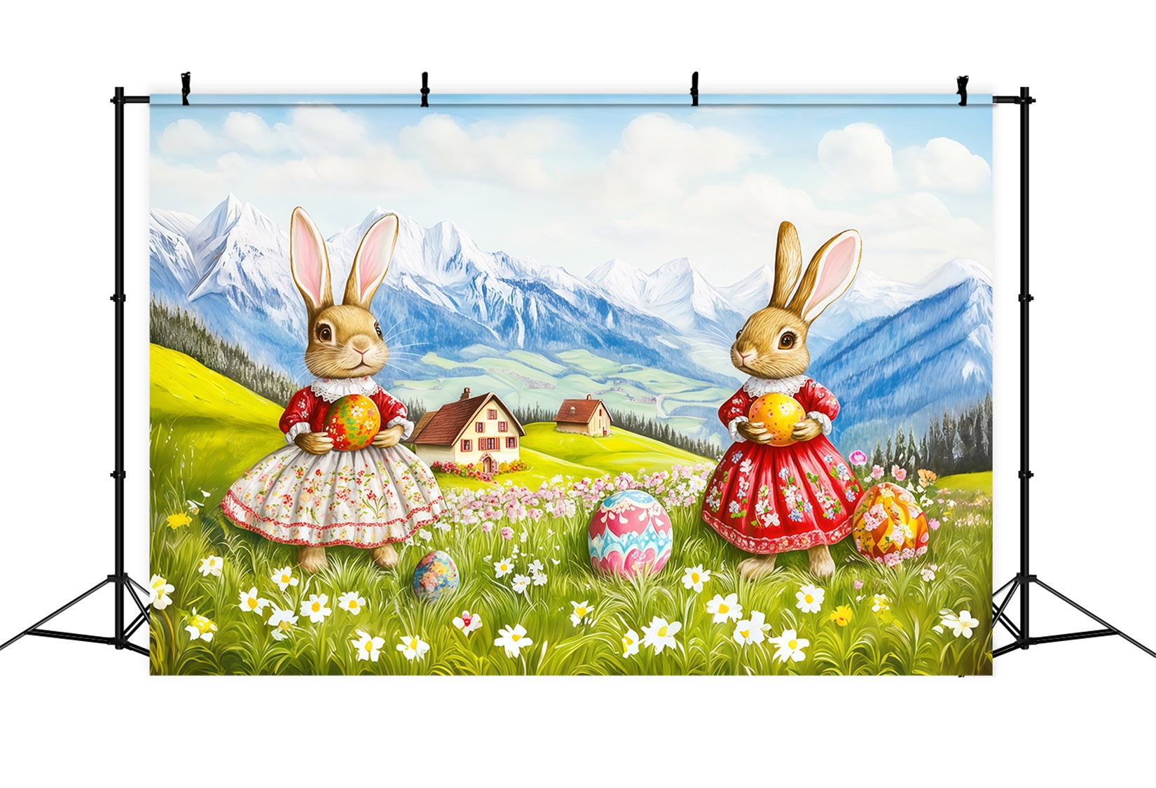 Easter Natural Backdrop Bunny Dresses Mountain Eggs Easter Backdrops For Photos UK CSH62-97