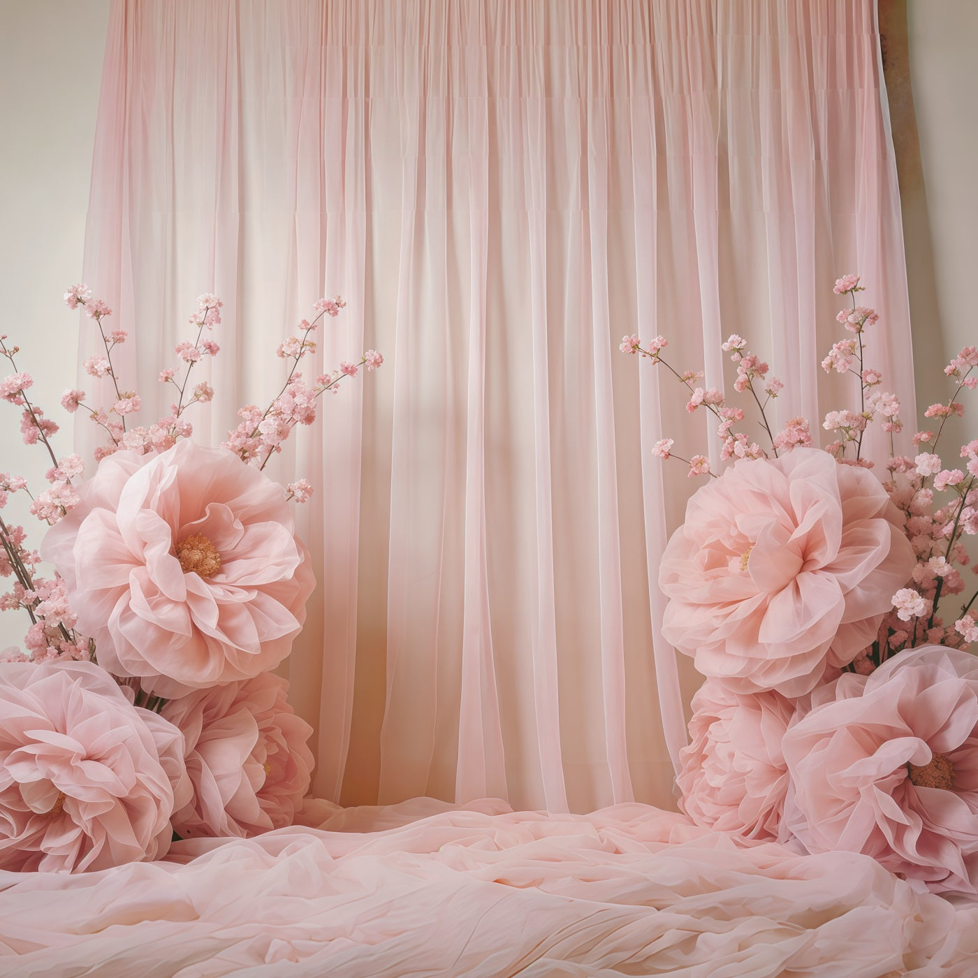 Mothers Day Flower Backdrop Blush Draped Floral Blossom Display Mothers Day Photo Backdrop Ideas UK CSH63-104