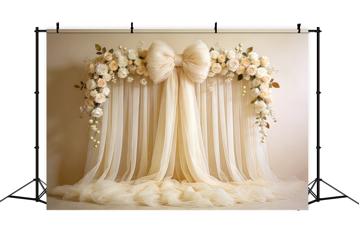 Mothers Day Flower Backdrop Ivory Rose Bow Drape Wall Mothers Day Photo Backdrop Ideas UK CSH63-105