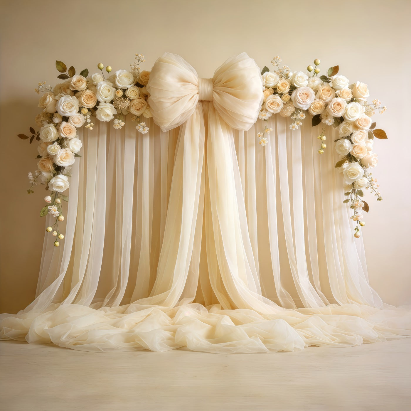 Mothers Day Flower Backdrop Ivory Rose Bow Drape Wall Mothers Day Photo Backdrop Ideas UK CSH63-105