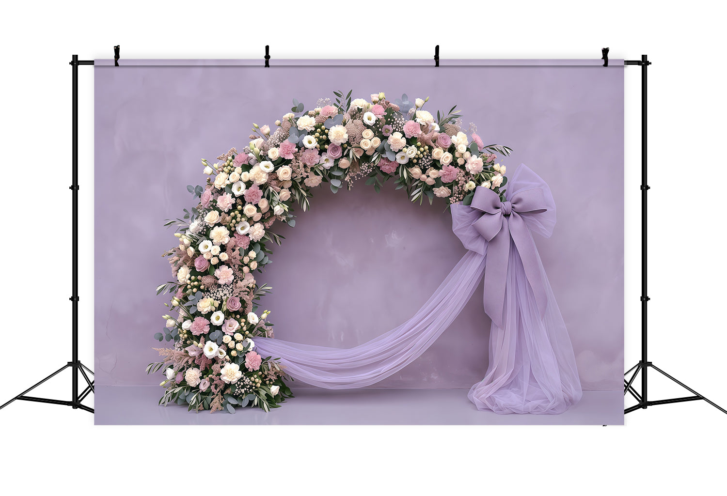 Carnation Mother's Day Backdrop Lavender Floral Bow Drape Mother's Day Backdrop UK CSH63-51