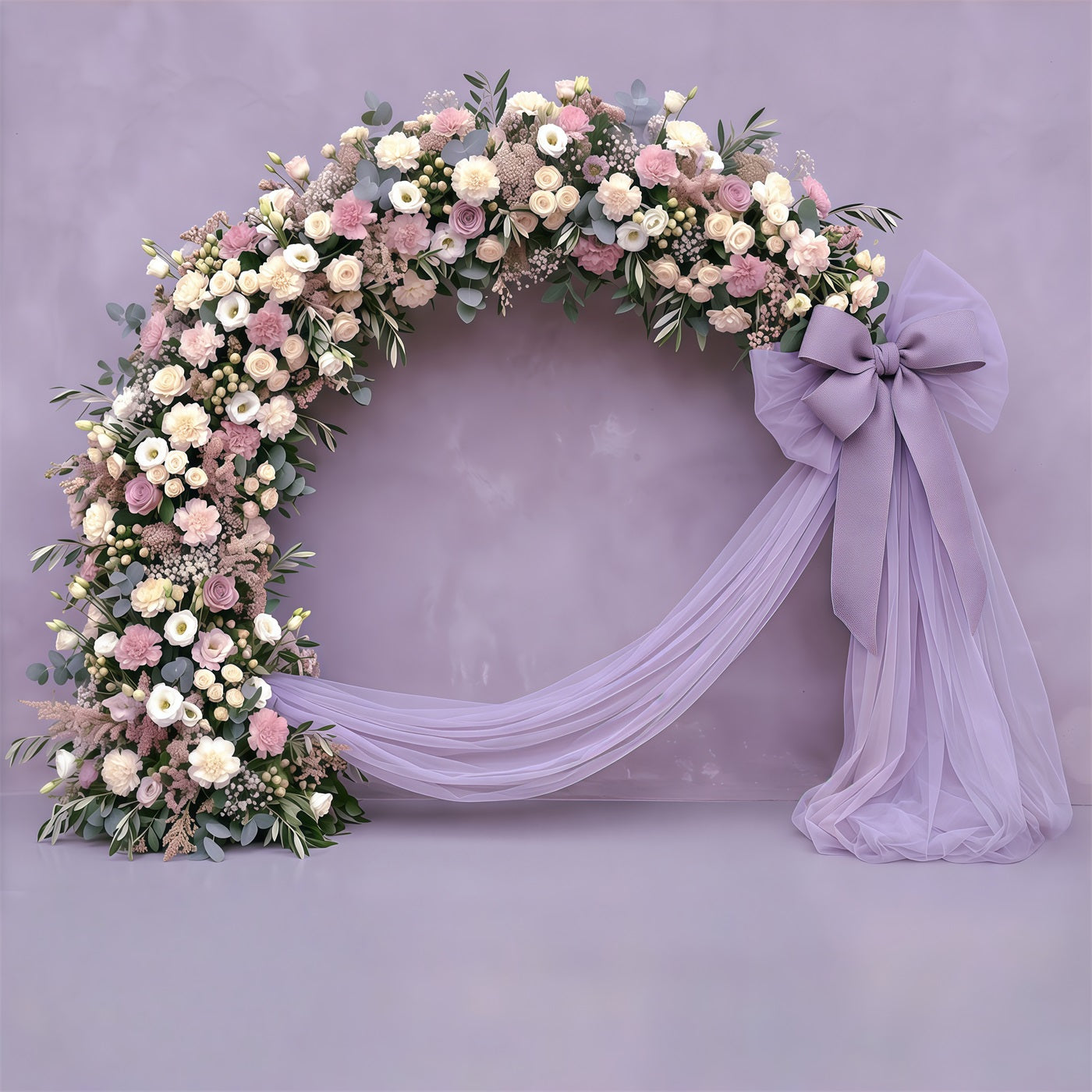 Carnation Mother's Day Backdrop Lavender Floral Bow Drape Mother's Day Backdrop UK CSH63-51