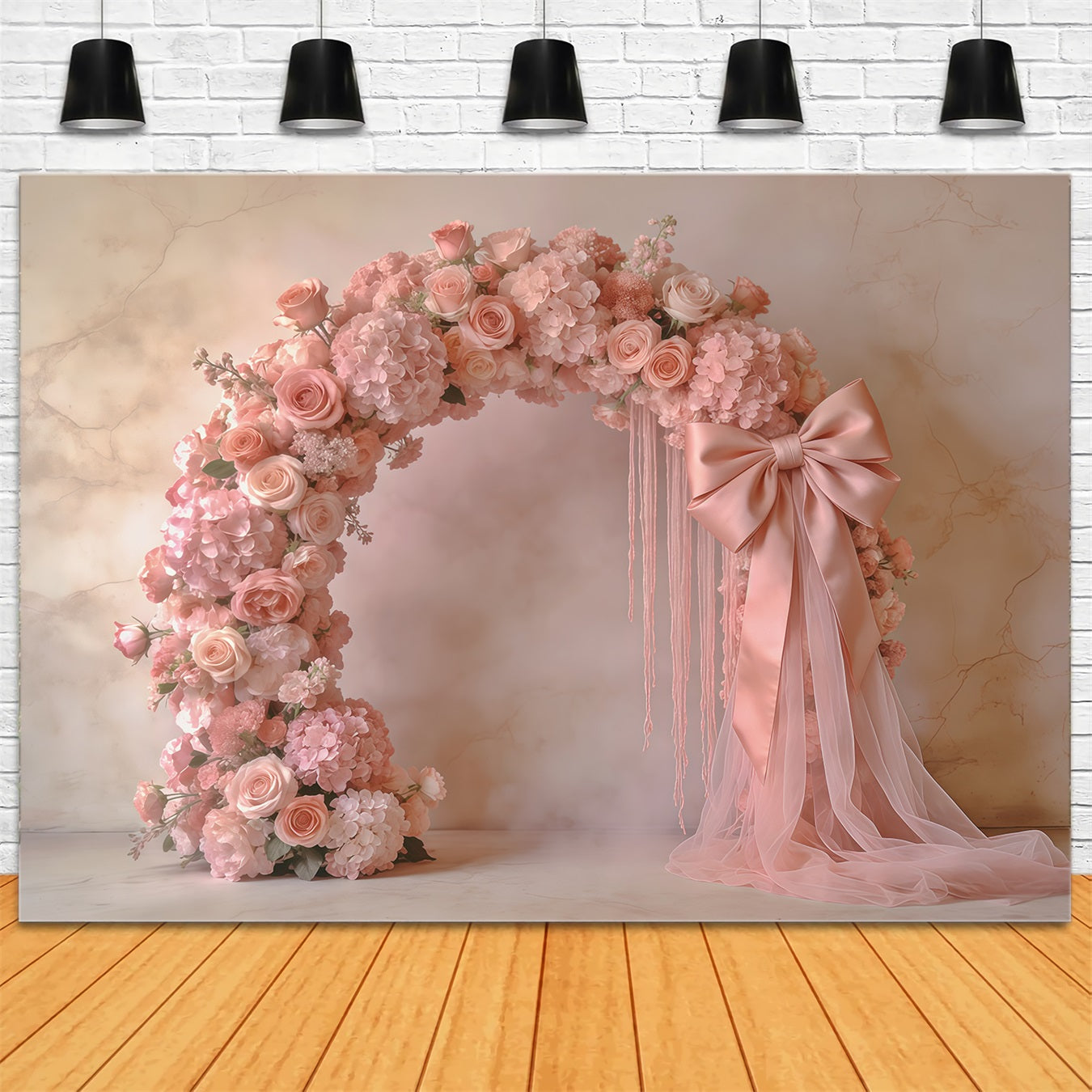 Carnation Mother's Day Backdrop Blush Rose Arch Bow Mother's Day Backdrop UK CSH63-52