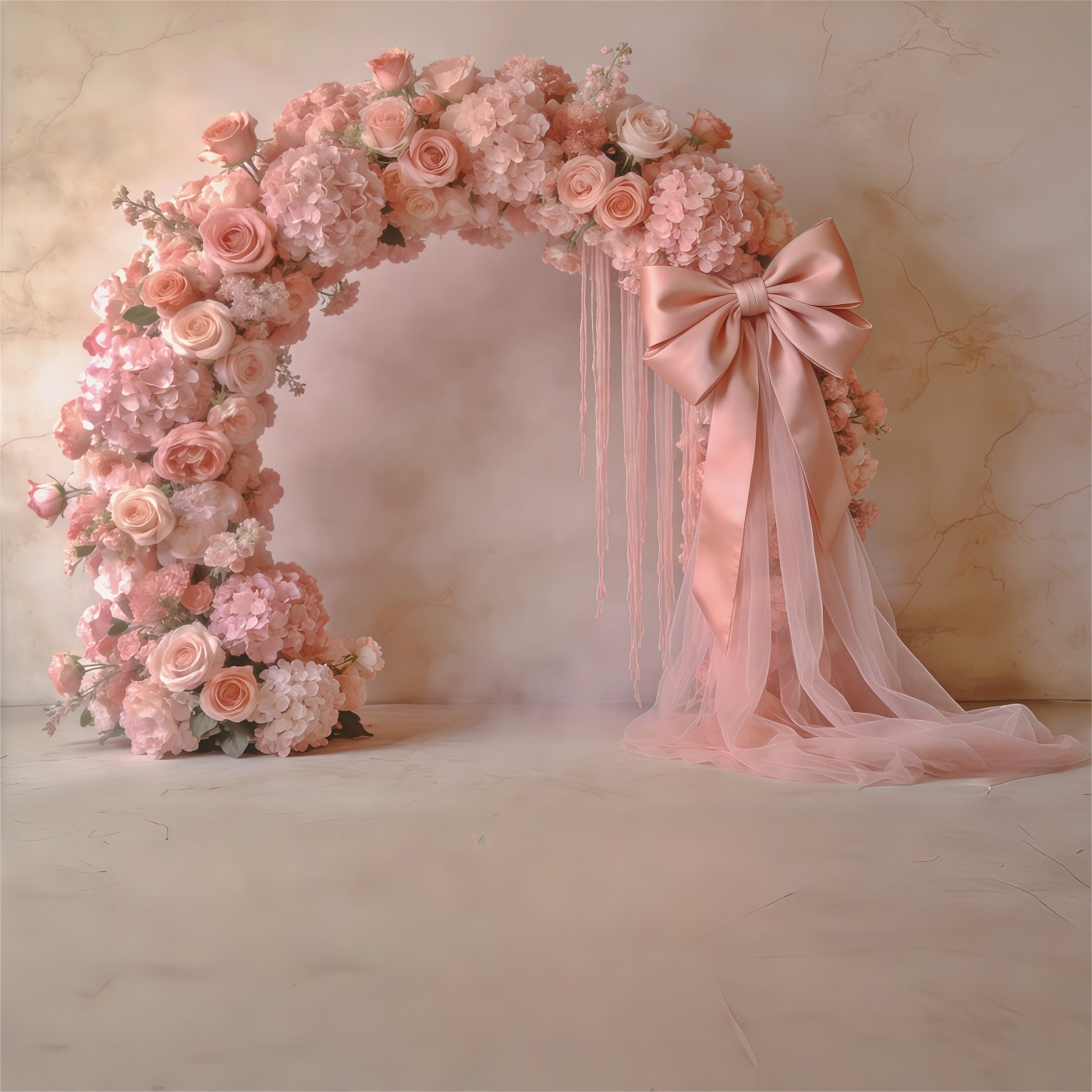 Carnation Mother's Day Backdrop Blush Rose Arch Bow Mother's Day Backdrop UK CSH63-52