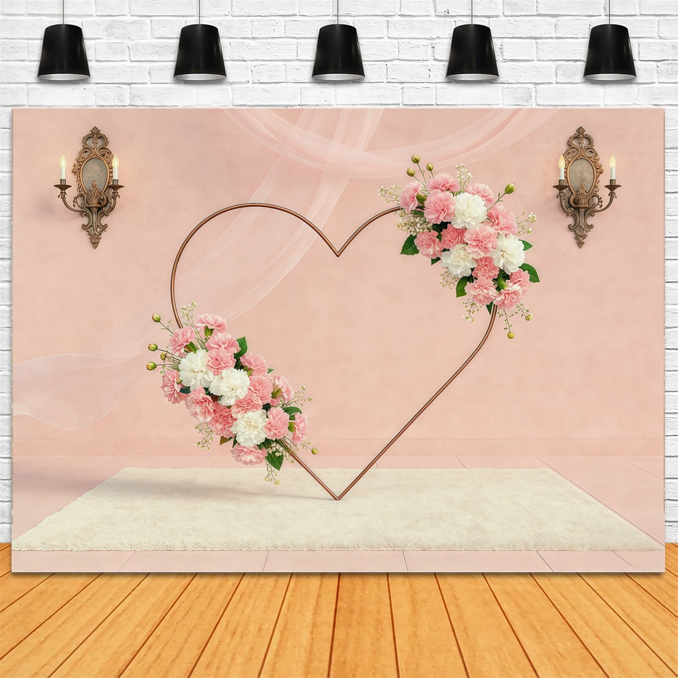 Floral Wreath Mother's Day Backdrop Blush Heart Flower Frame Mothers Day Backdrop UK CSH63-59