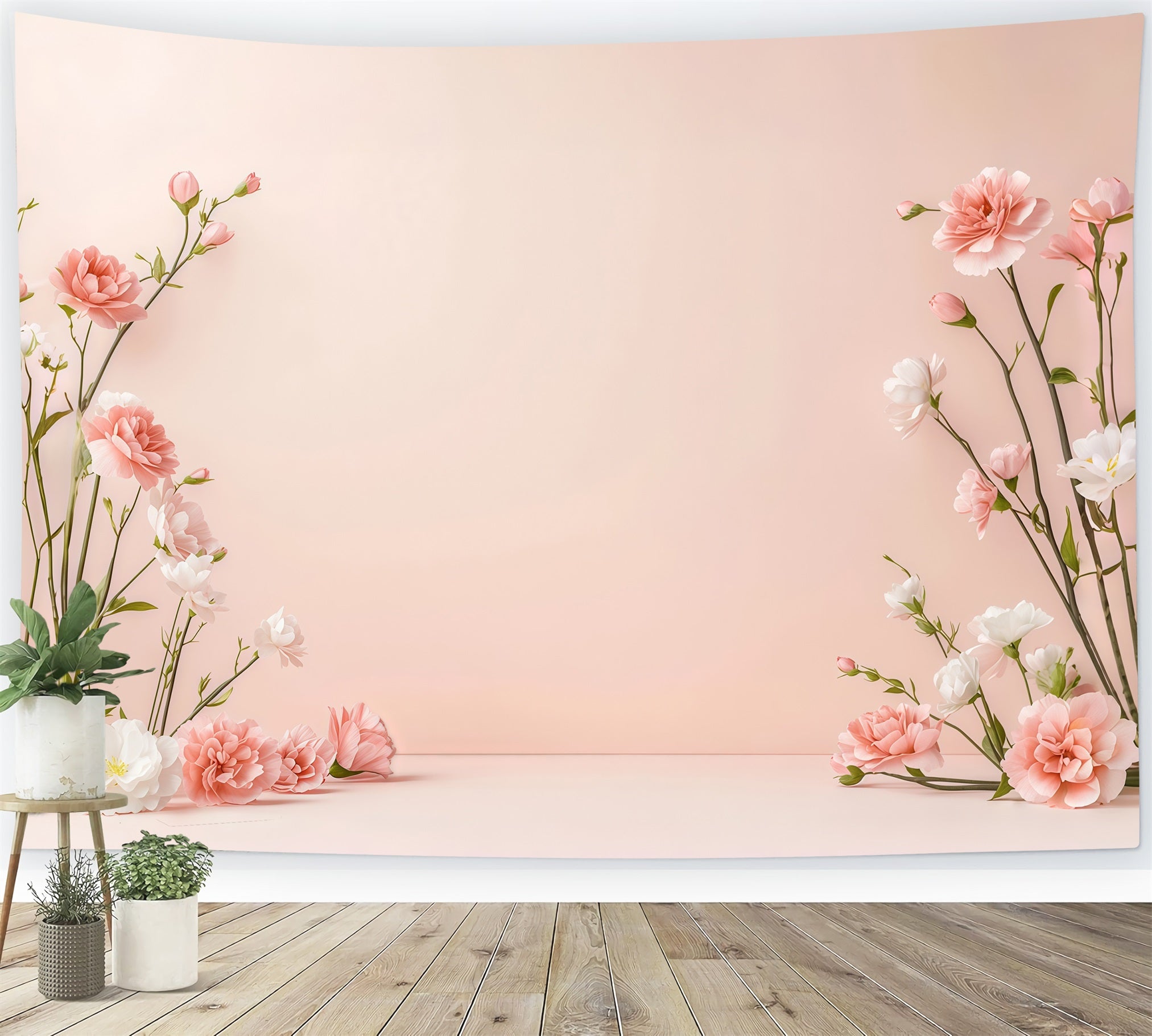 Floral Wreath Mother's Day Backdrop Minimal Blush Flower Border Mothers Day Backdrop UK CSH63-65