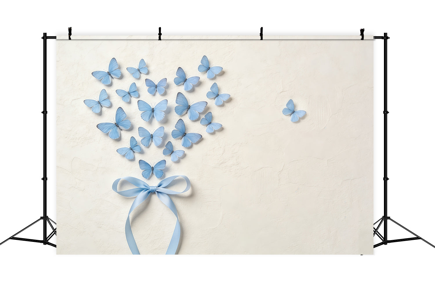 Ribbon Bow Mother's Day Backdrop Blue Butterfly Heart Texture Wall Mother's Day Backdrops UK CSH63-73