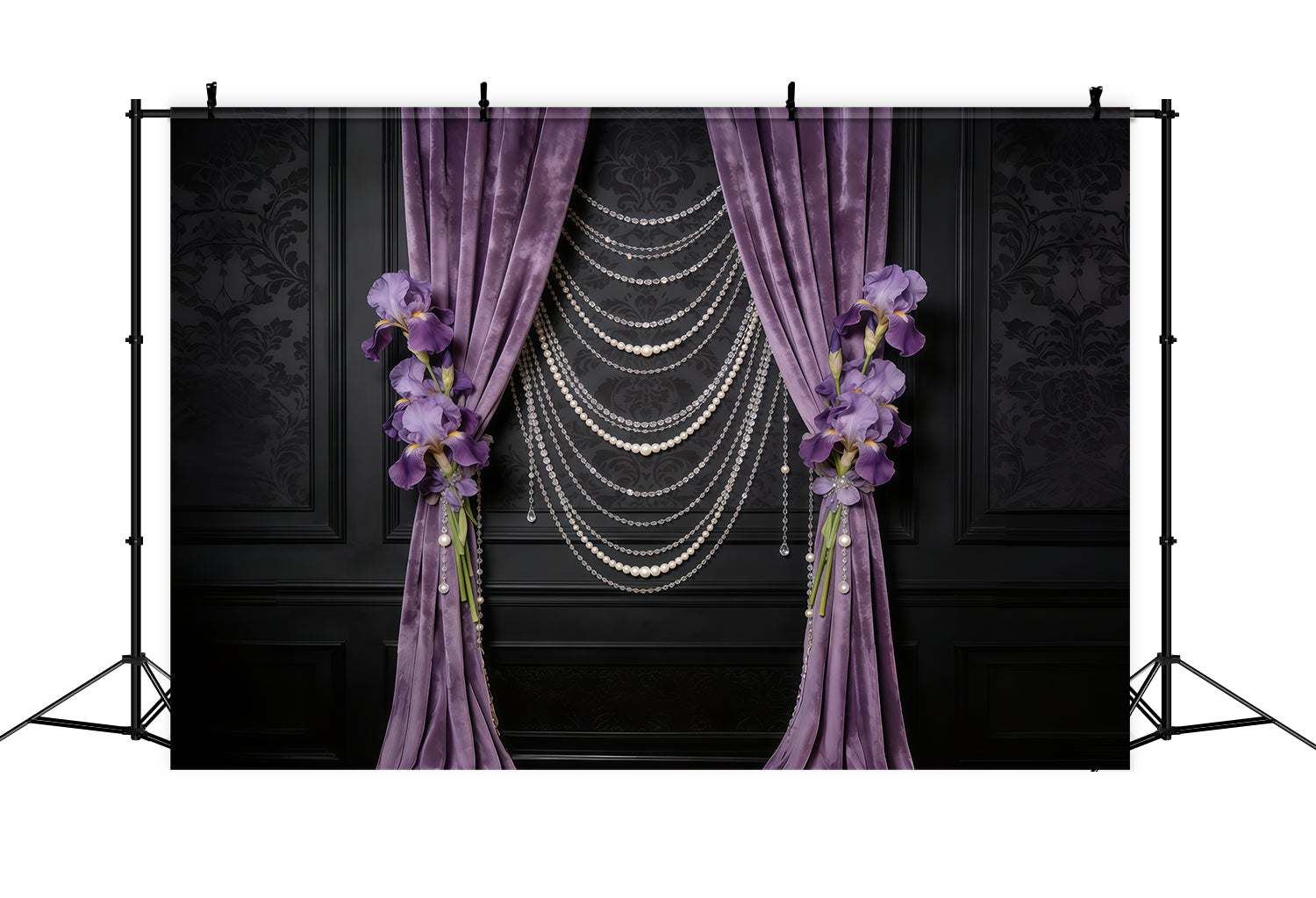 Sheer Curtains Mother's Day Backdrop Lavender Velvet Pearl Iris Curtains Mothers Day Backdrops UK CSH63-77