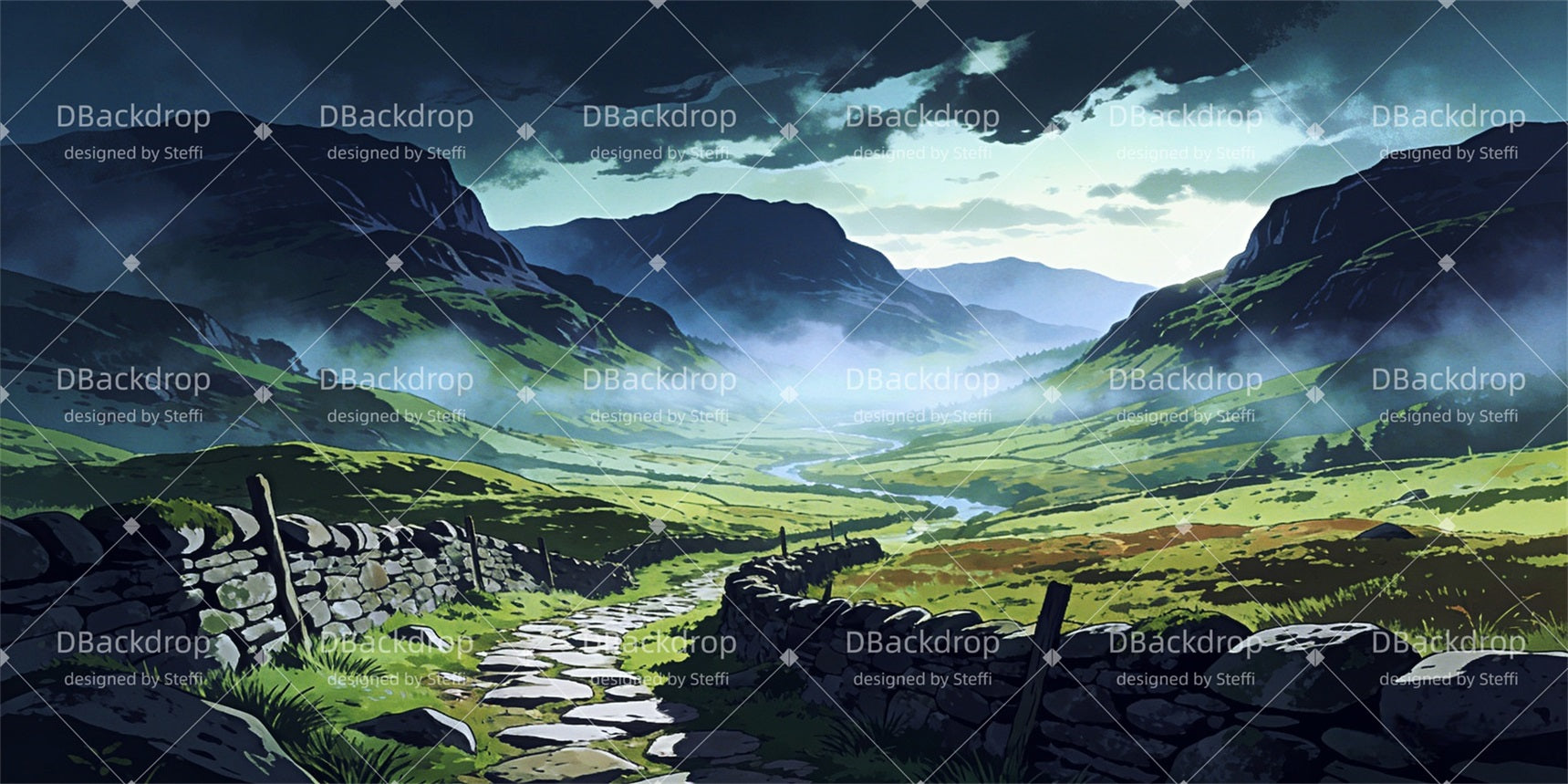 Scenic Backdrops Scottish Highland Road Theater Stage Backdrop UK CSH63-T1