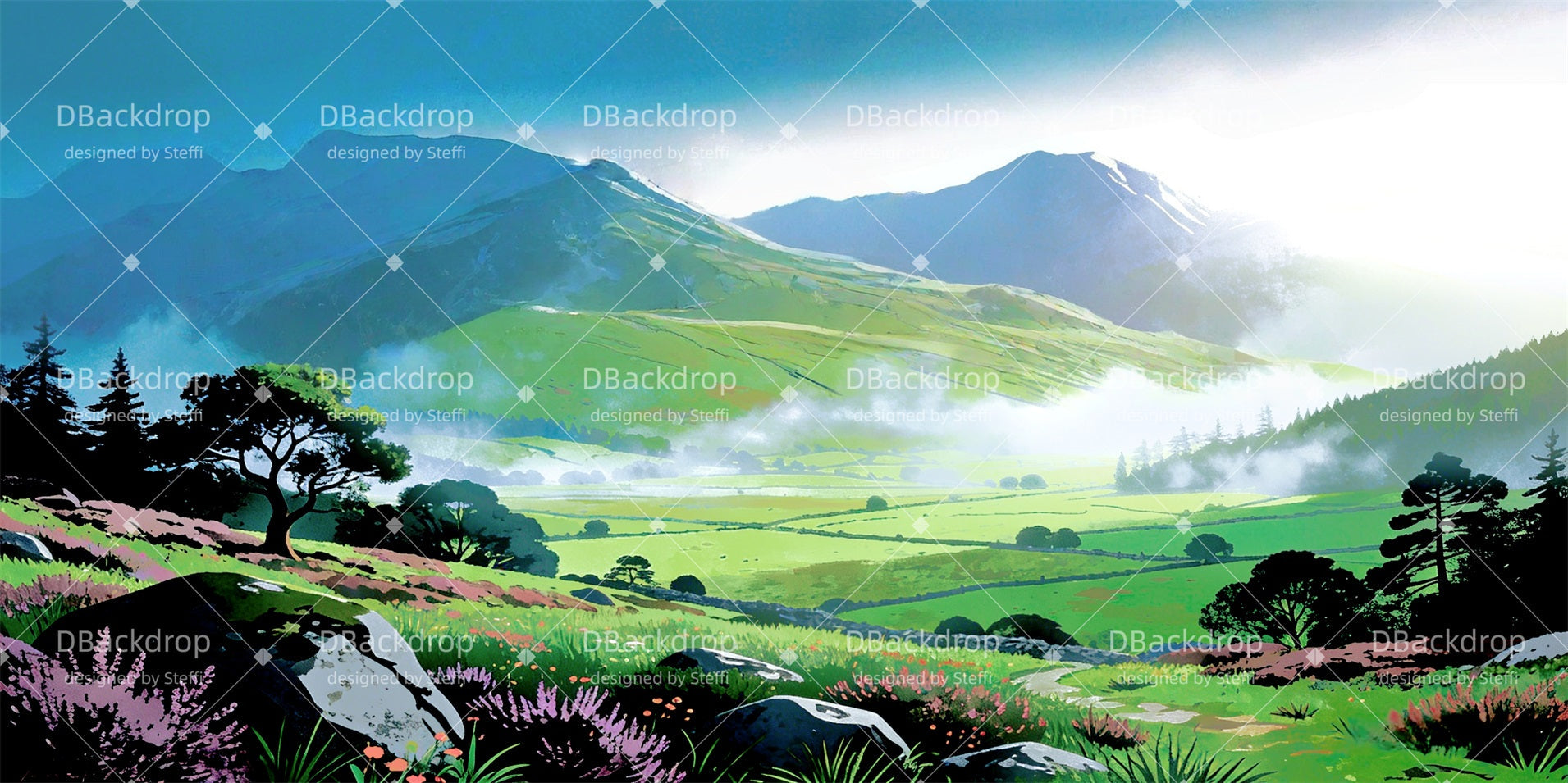 Stage Backdrop Scottish Highland Scenery Backdrops For Theater UK CSH63-T10