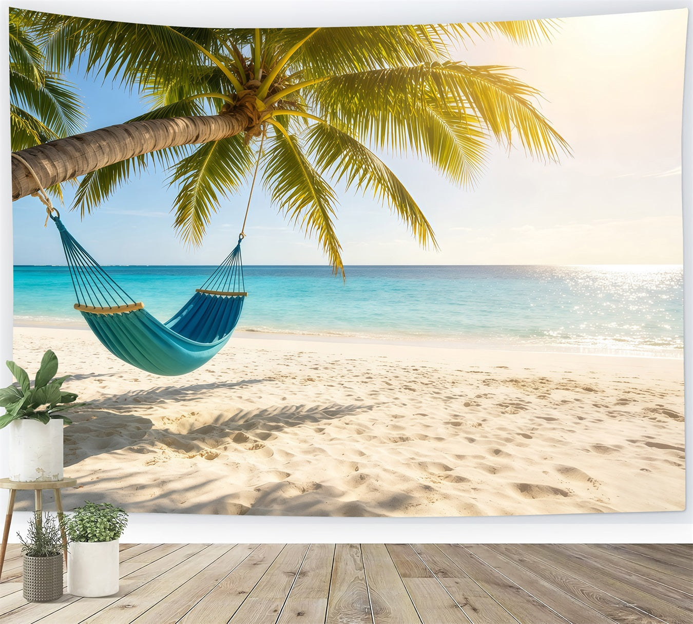 Beach Backdrop Sunny Palm Hammock Sea Escape Summer Backdrops UK CSH64-89