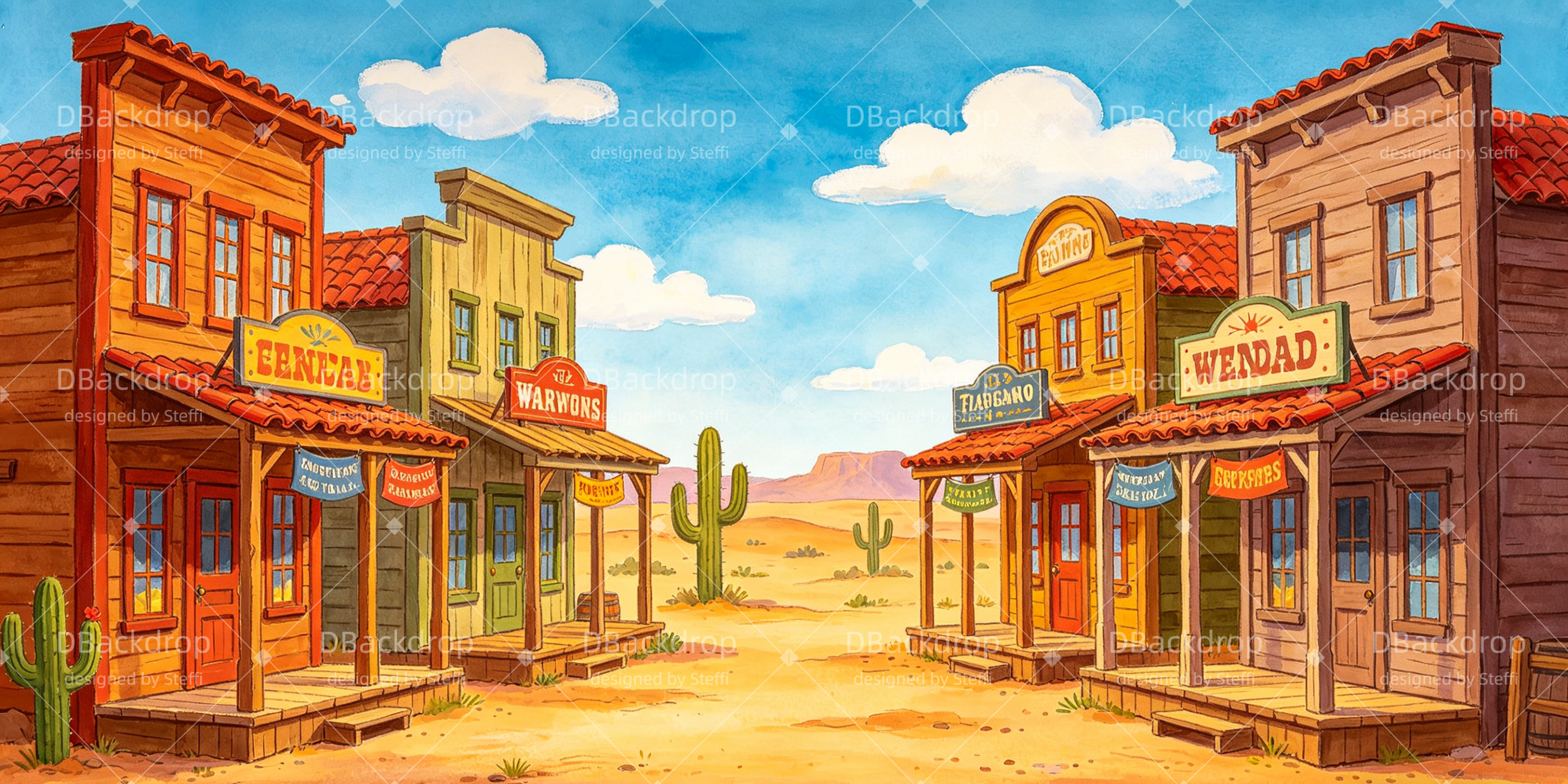 Wonder Junction Backdrop Sunny Western Desert Town VBS Backdrops UK CSH64-T2