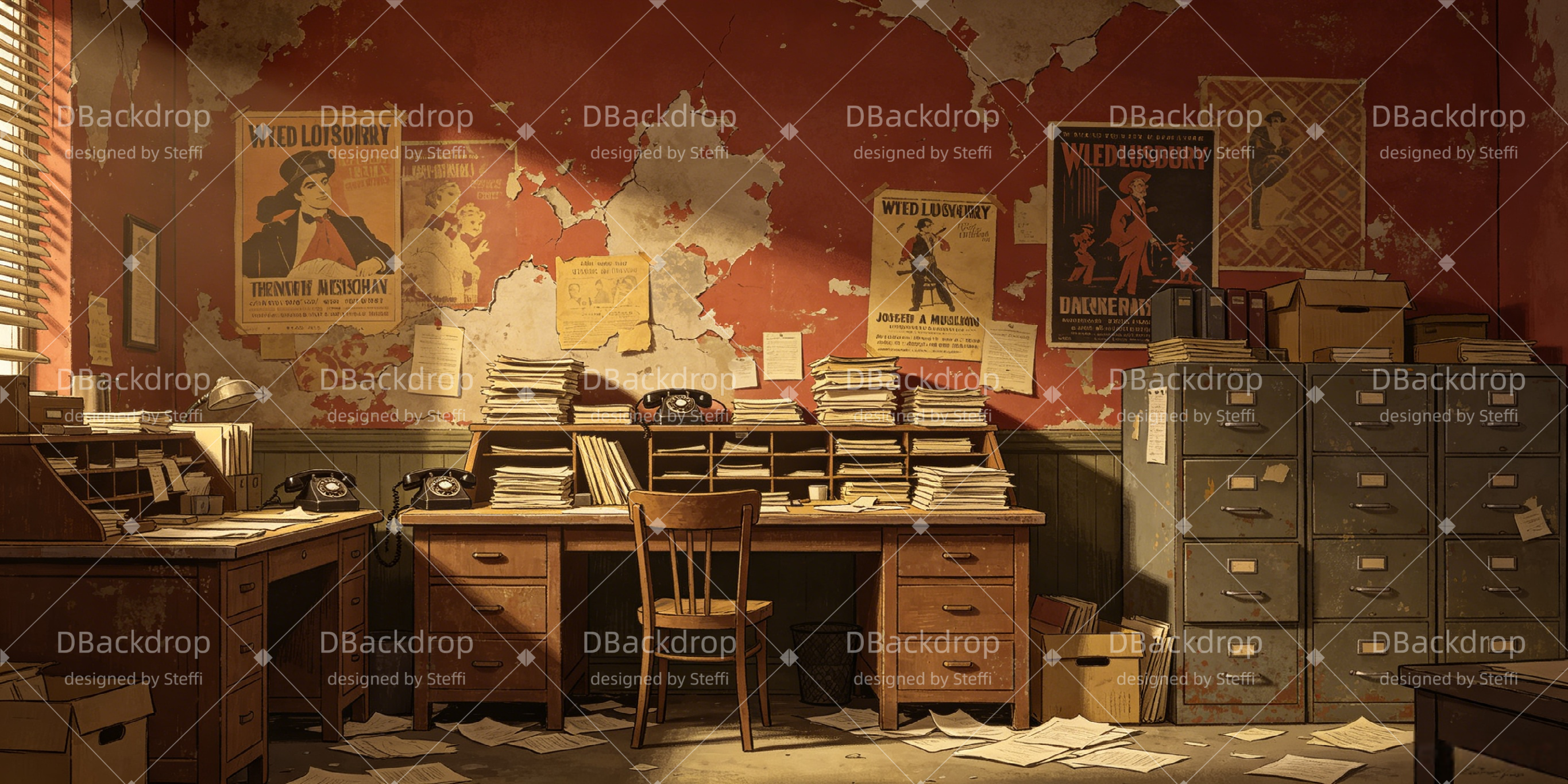 Stage Backdrop Newspaper Office Backdrop For Theater UK CSH66-T1