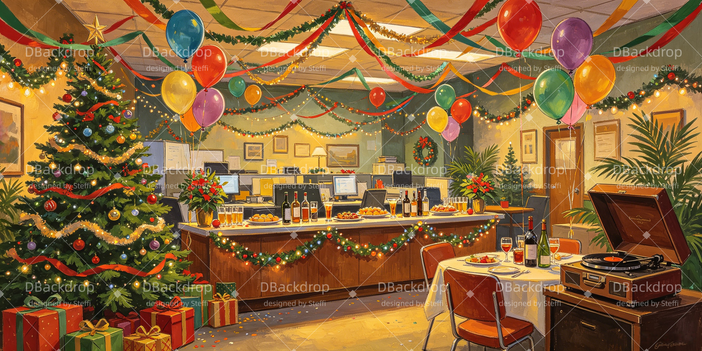 Christmas Stage Backdrops Office Christmas Party Theater Backdrop UK CSH66-T16