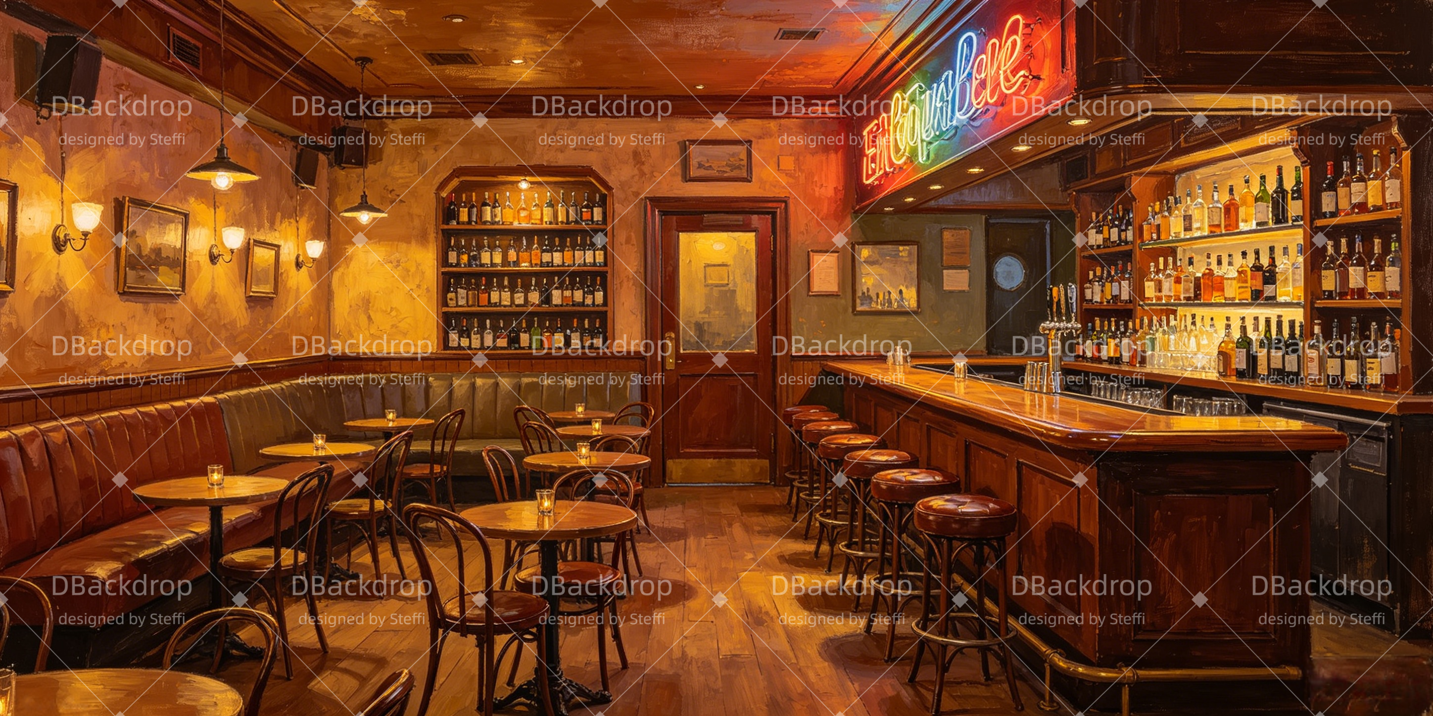 Professional Stage Backdrops Vintage Neon Bar Theater Backdrop UK CSH66-T18