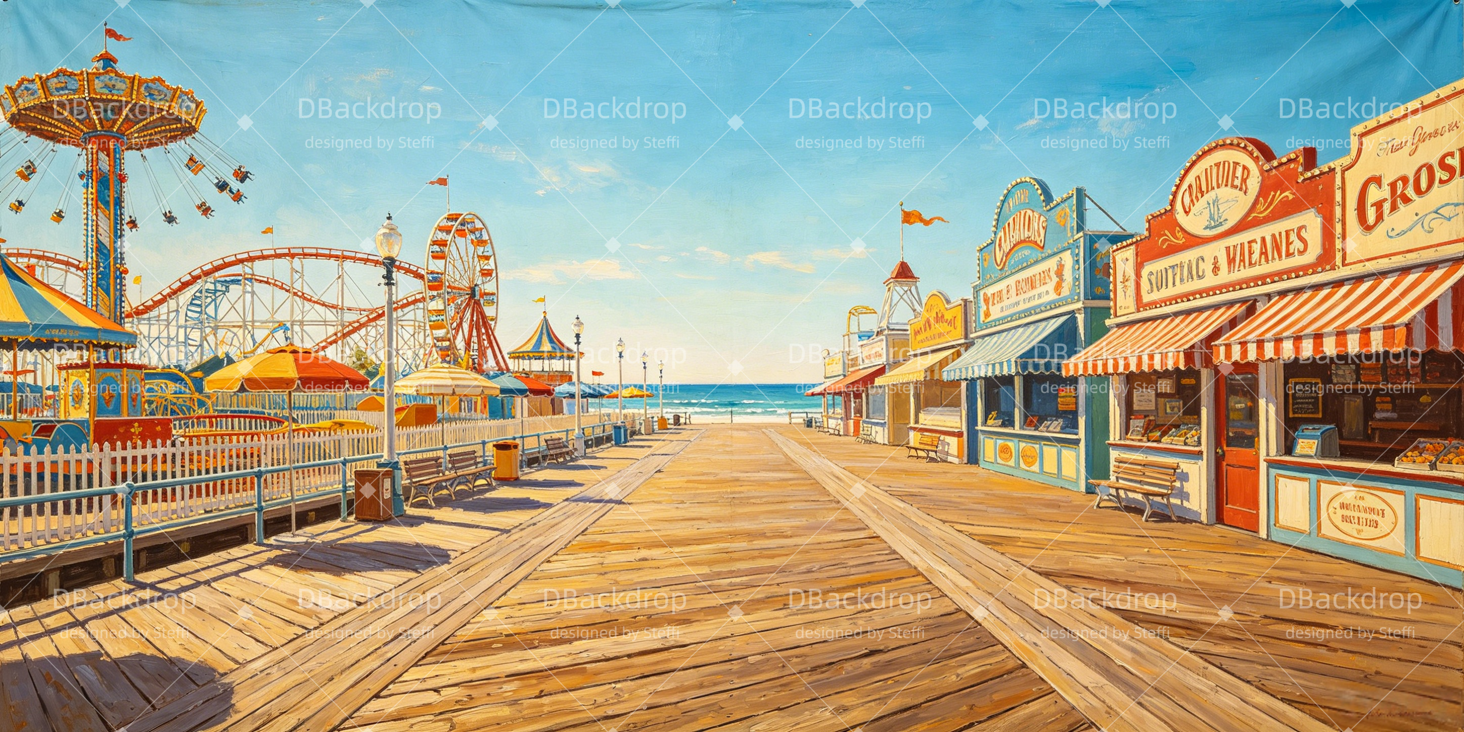 Stage Backdrops For Sale Seaside Amusement Park Theater Backdrops UK CSH66-T26