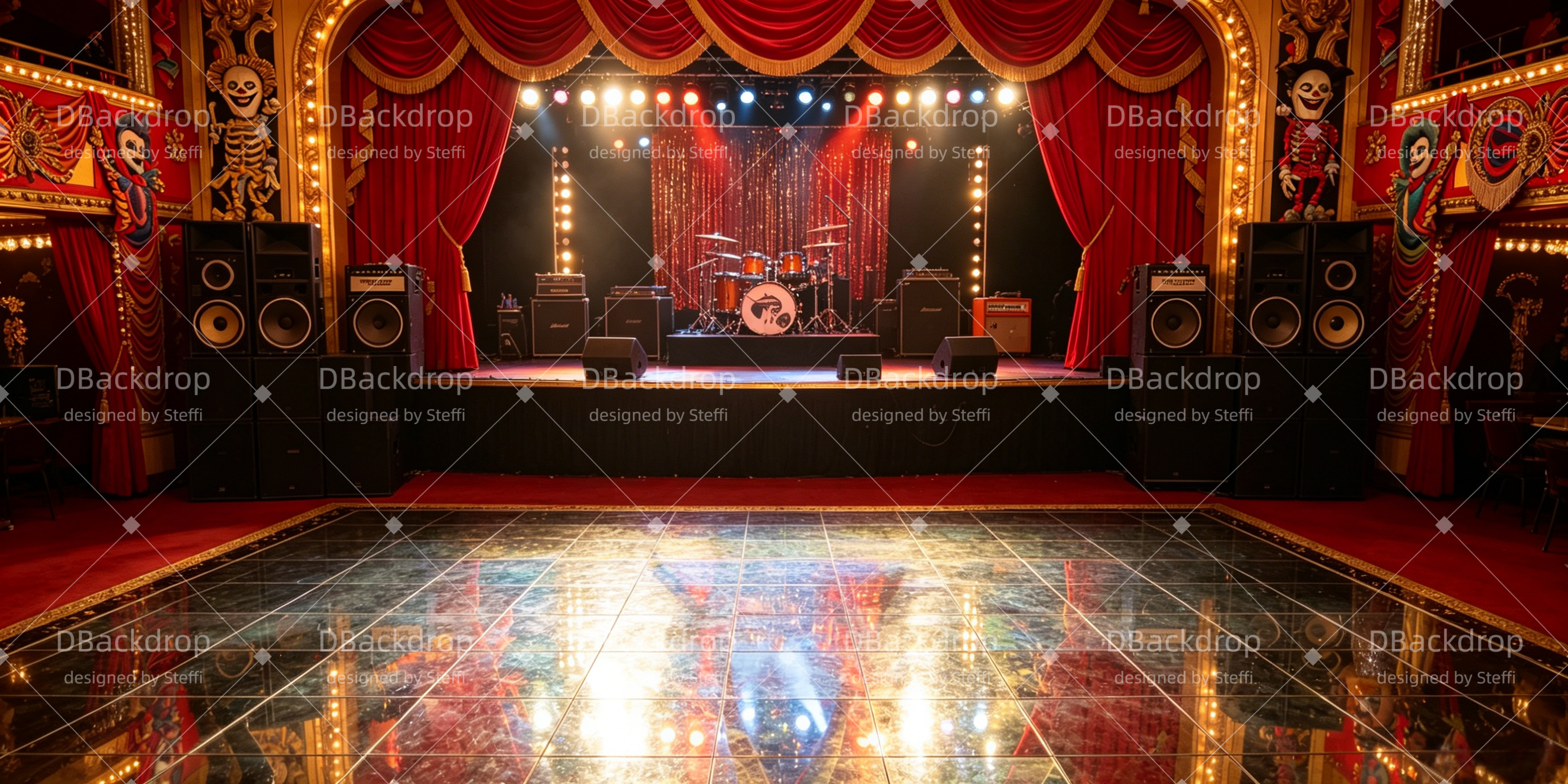 Musical Backdrops Carnival Rock Stage Broadway Stage Backdrop UK CSH66-T34