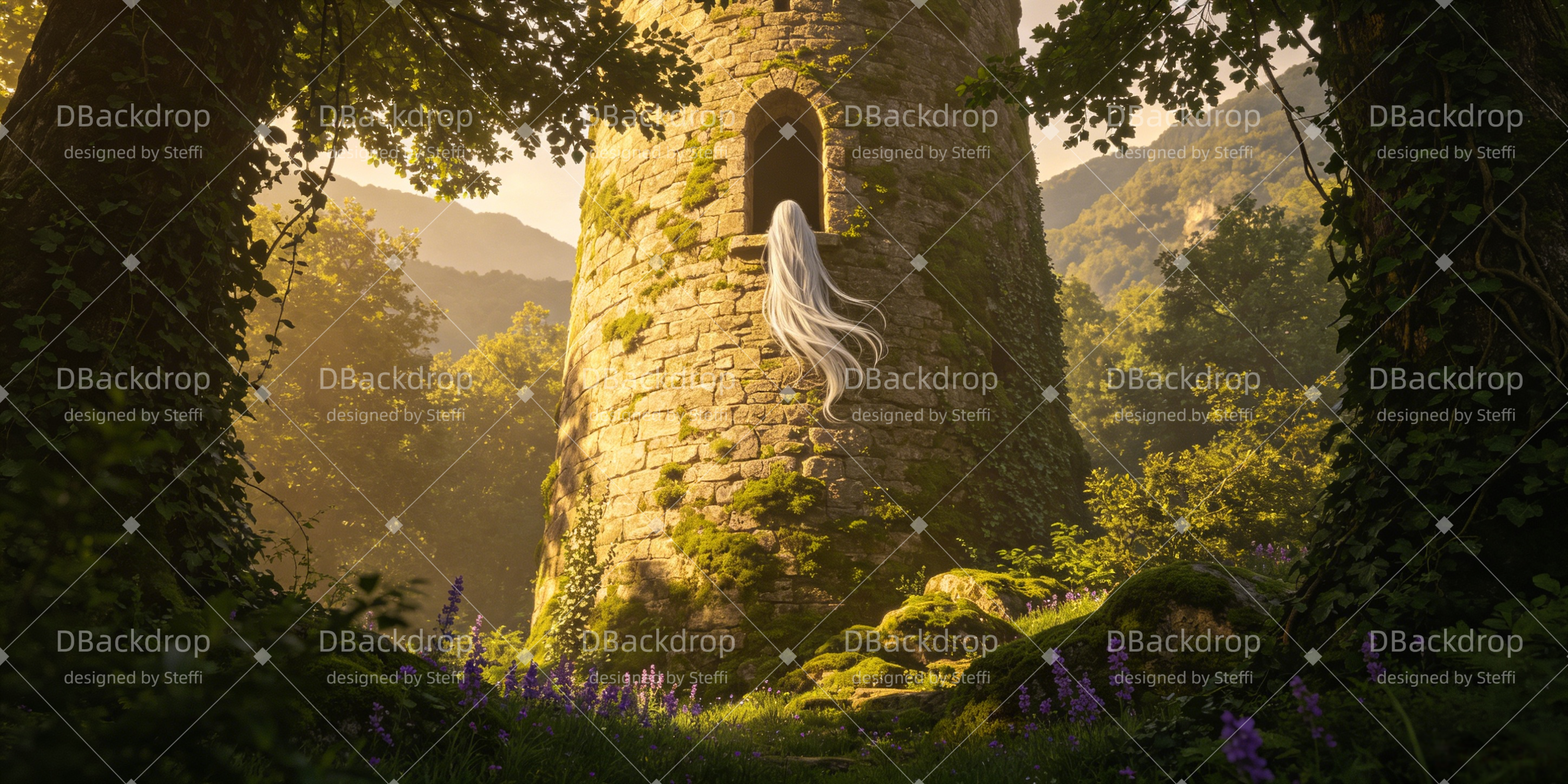 Backdrop For Theater Play Rapunzel Forest Tower Stage Backdrop UK CSH66-T42