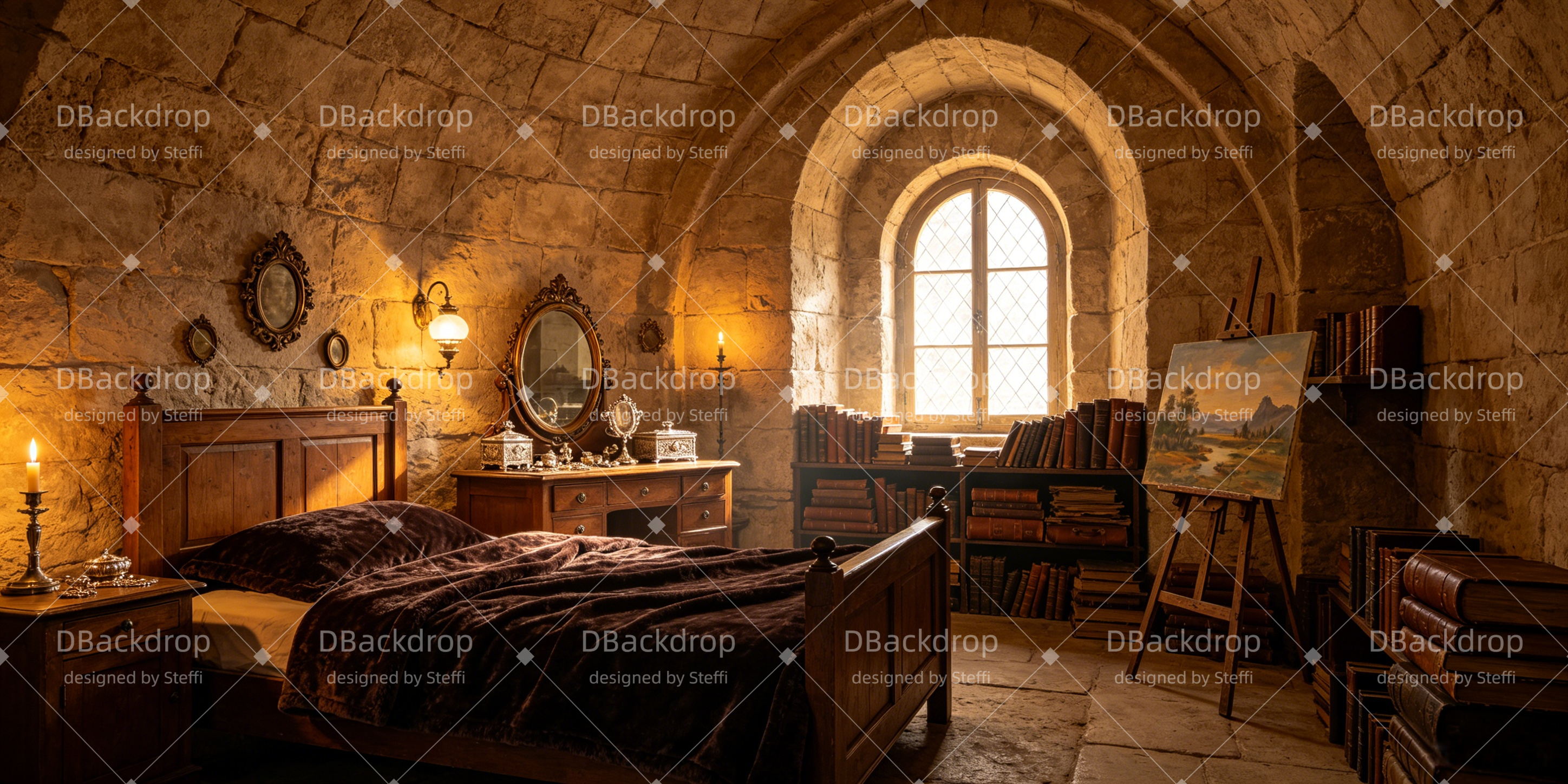Theater Stage Backdrops Medieval Stone Bedroom Performance Backdrop UK CSH66-T43