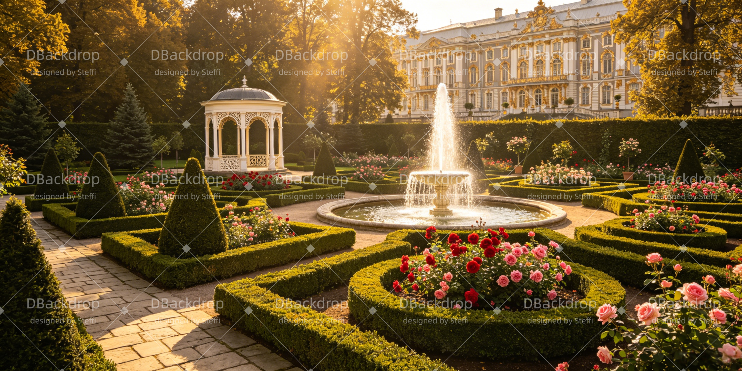 Stage Backdrops Royal Garden Fountain Movie Theater Backdrop UK CSH66-T45