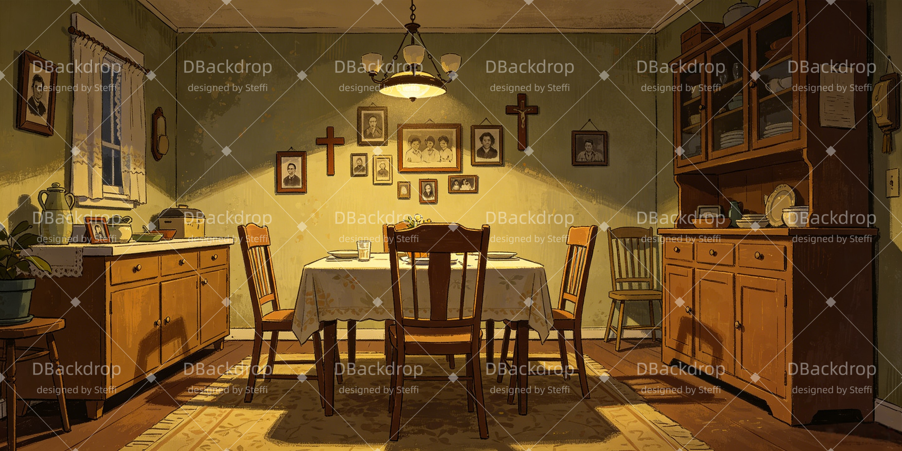 Theater Stage Backdrop Warm Family Kitchen UK School Play Backdrops CSH66-T52
