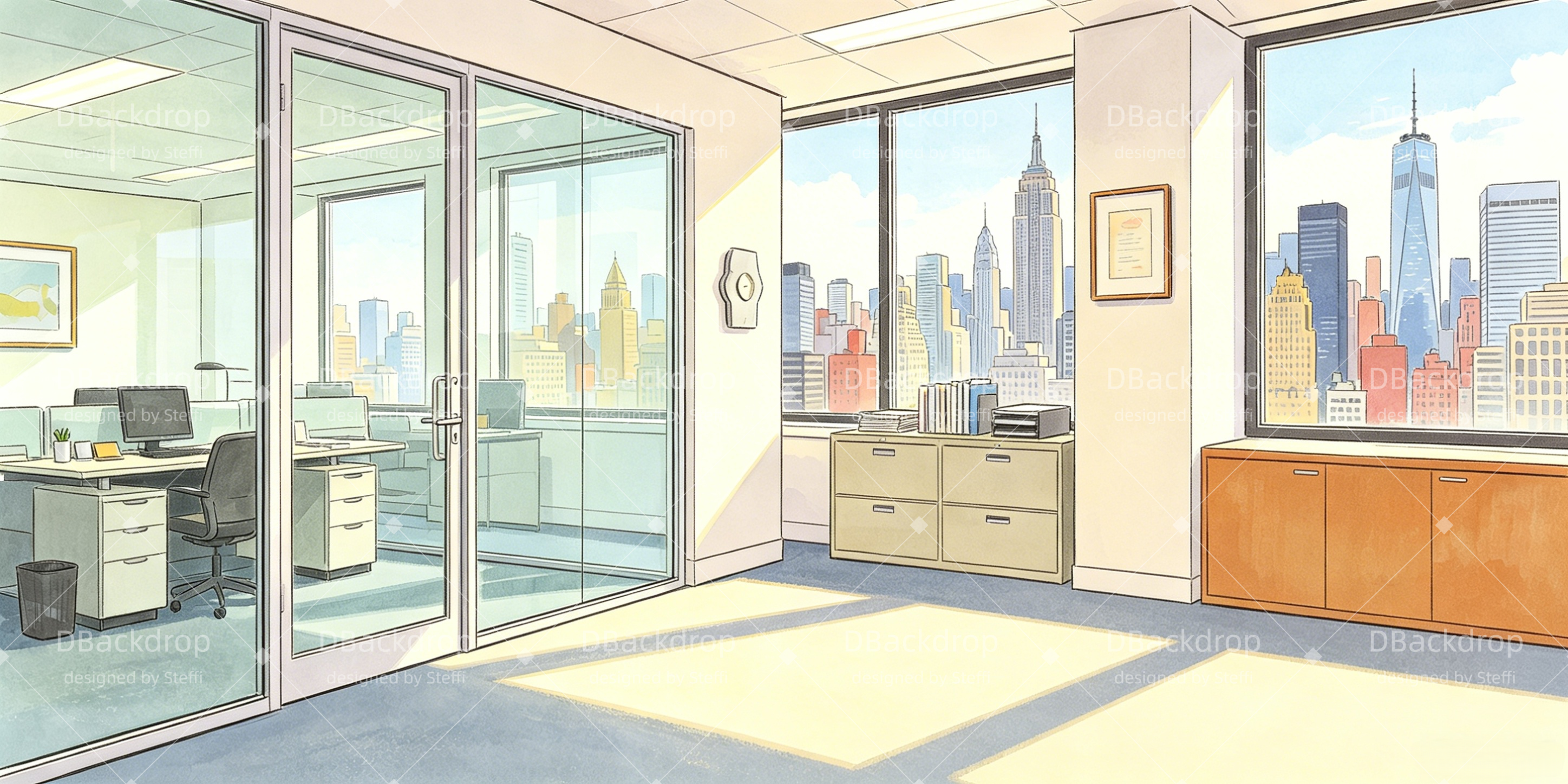 Large Stage Backdrops Modern City Office Cheap UK Theater Backdrops CSH66-T58