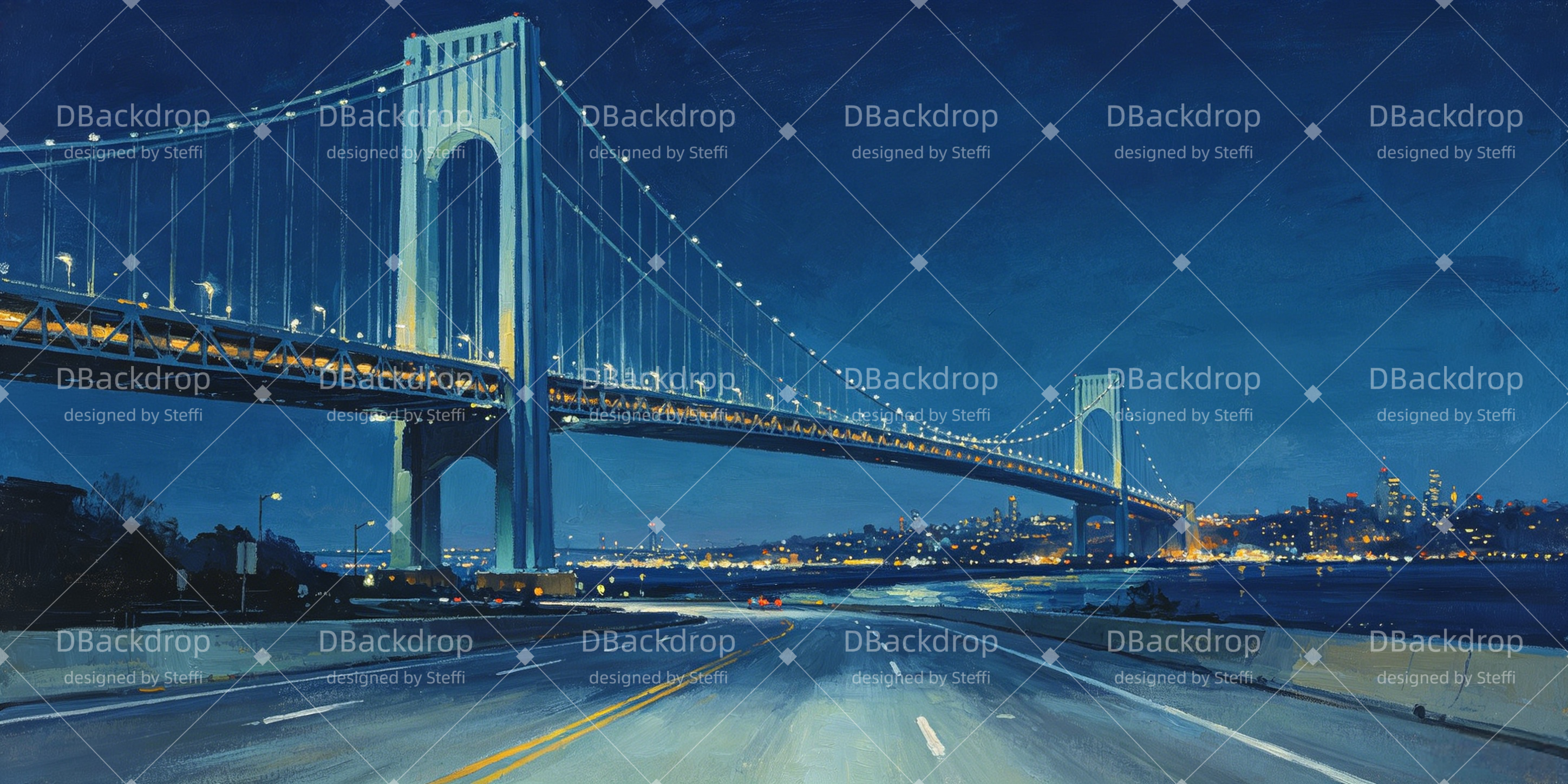 Stage Backdrop Ideas Night Suspension Bridge Movie UK Theater Backdrop CSH66-T59
