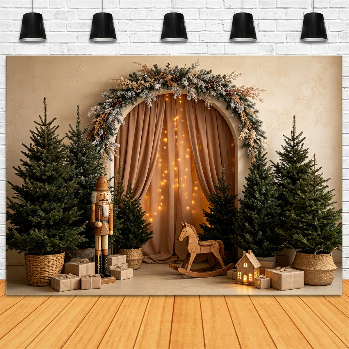 Christmas Tree Backdrop Woodland Arch Nutcracker Professional Christmas Backdrops UK CSH68-58