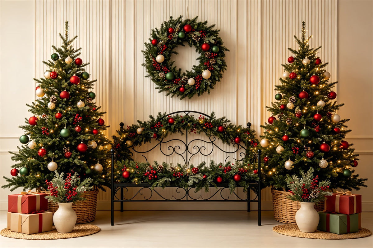 Christmas Headboard Backdrop Classic Greenery Bed Decor Muslin Backdrop Christmas UK CSH68-86