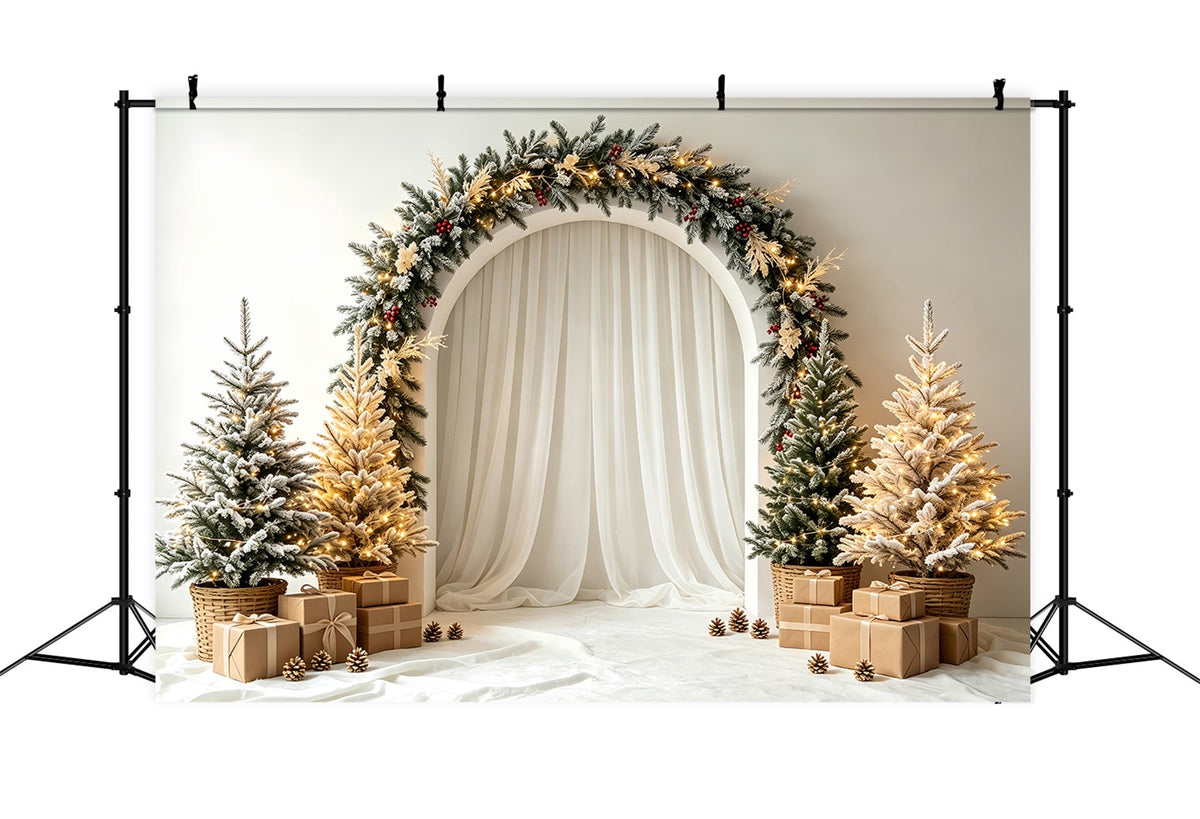 Christmas Wreath Backdrop Frosted Arch Curtain Setup Christmas Photo Backdrop UK CSH68-91