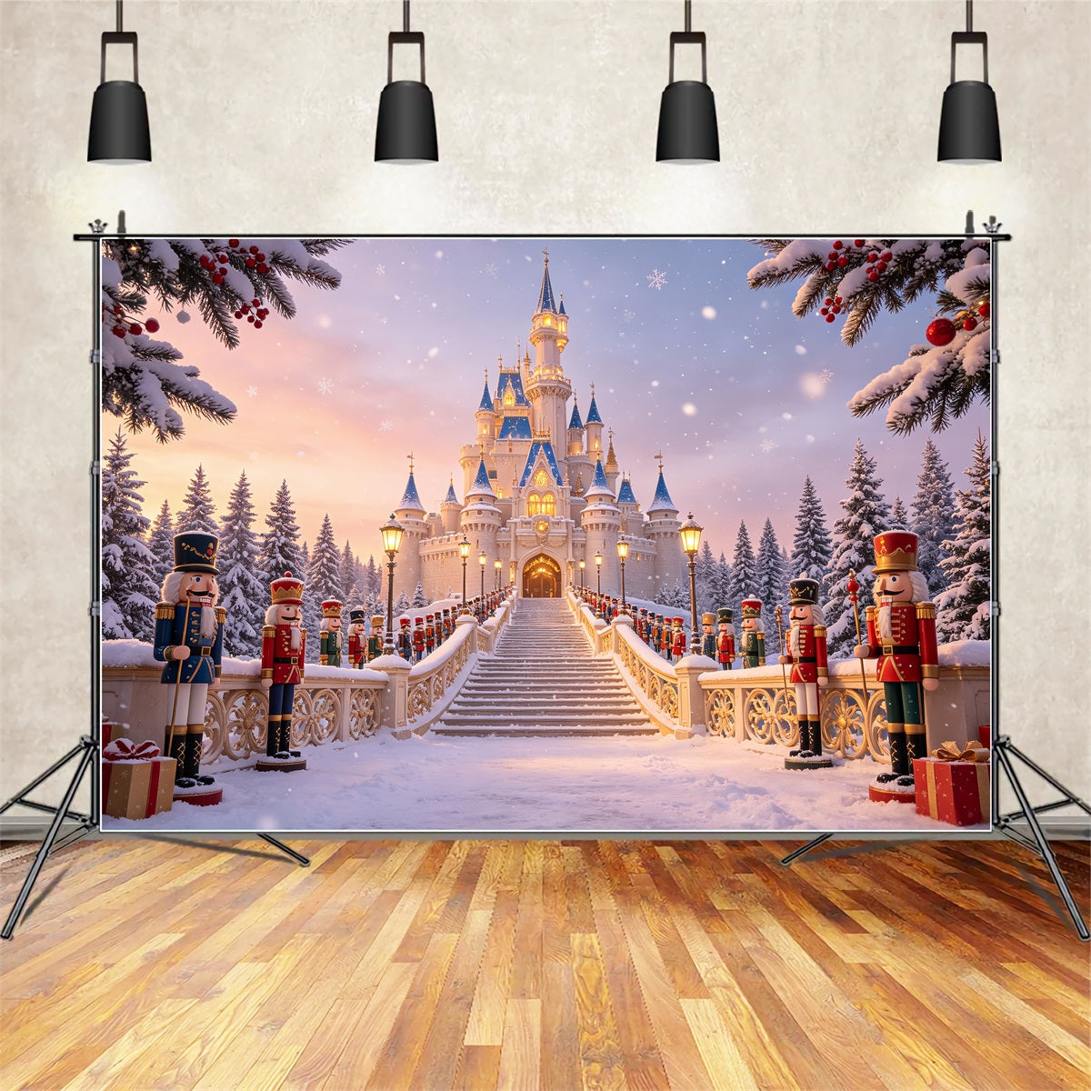 Christmas Nutcracker Backdrop Snowy Forest Castle Entrance Studio Backdrops Christmas UK CSH69-10