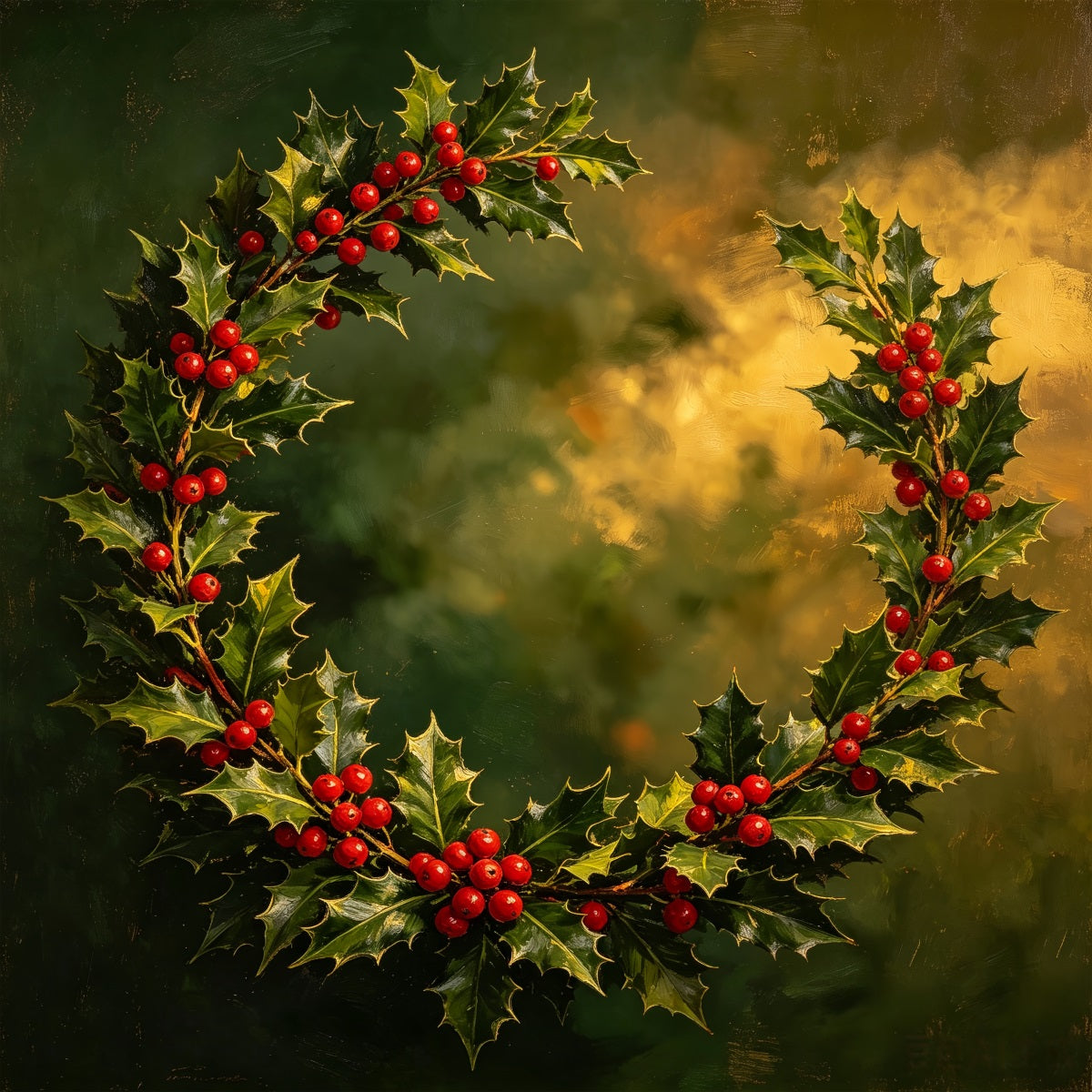 Christmas Portrait Backdrop Holly Berry Painted Wreath Christmas Picture Backdrop UK CSH69-103